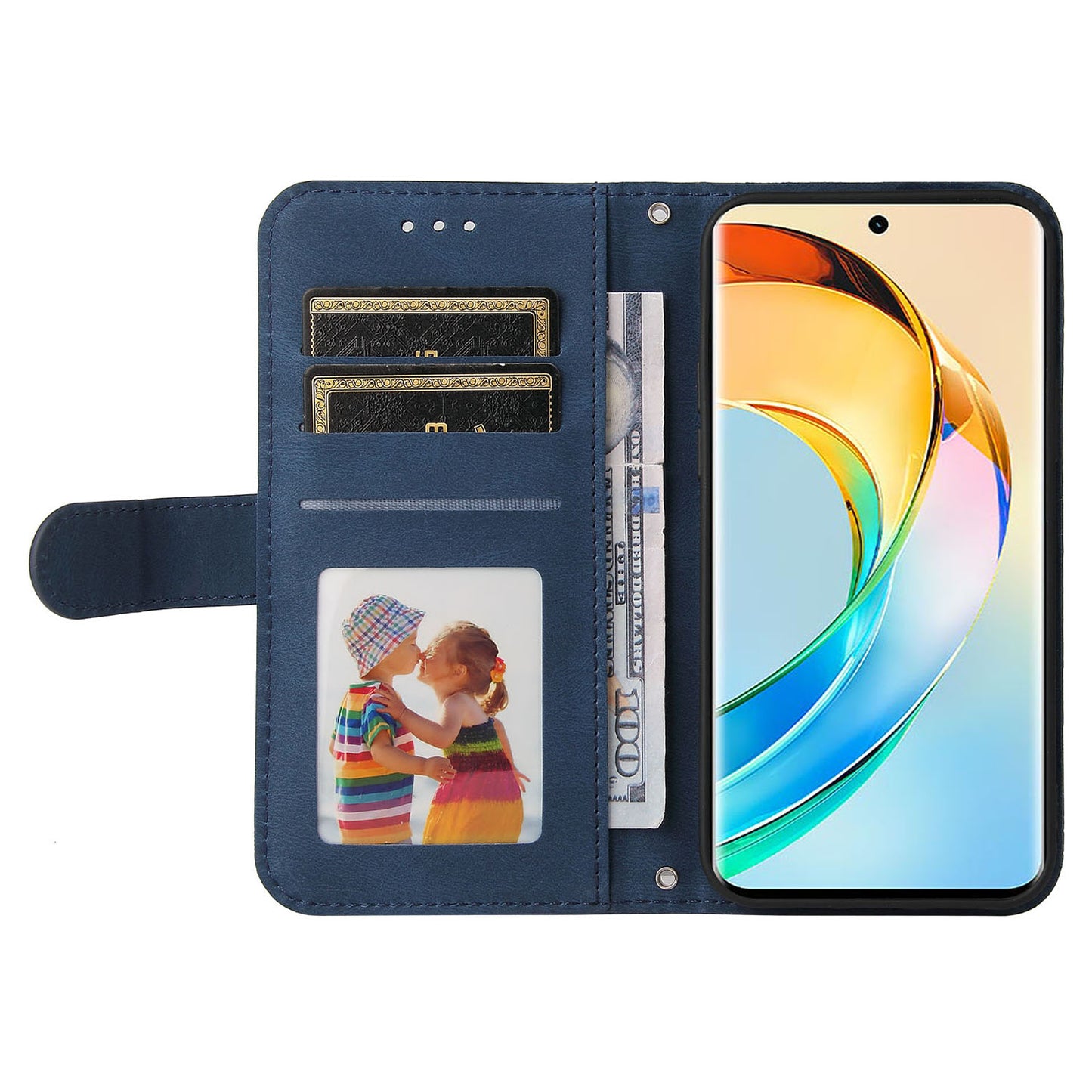 For Honor X50 Imprinted Skin-touch Phone Cover PU Leather Stand Wallet Shockproof Case