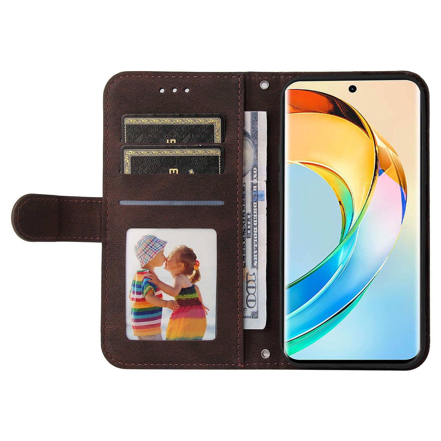 For Honor X50 Imprinted Skin-touch Phone Cover PU Leather Stand Wallet Shockproof Case