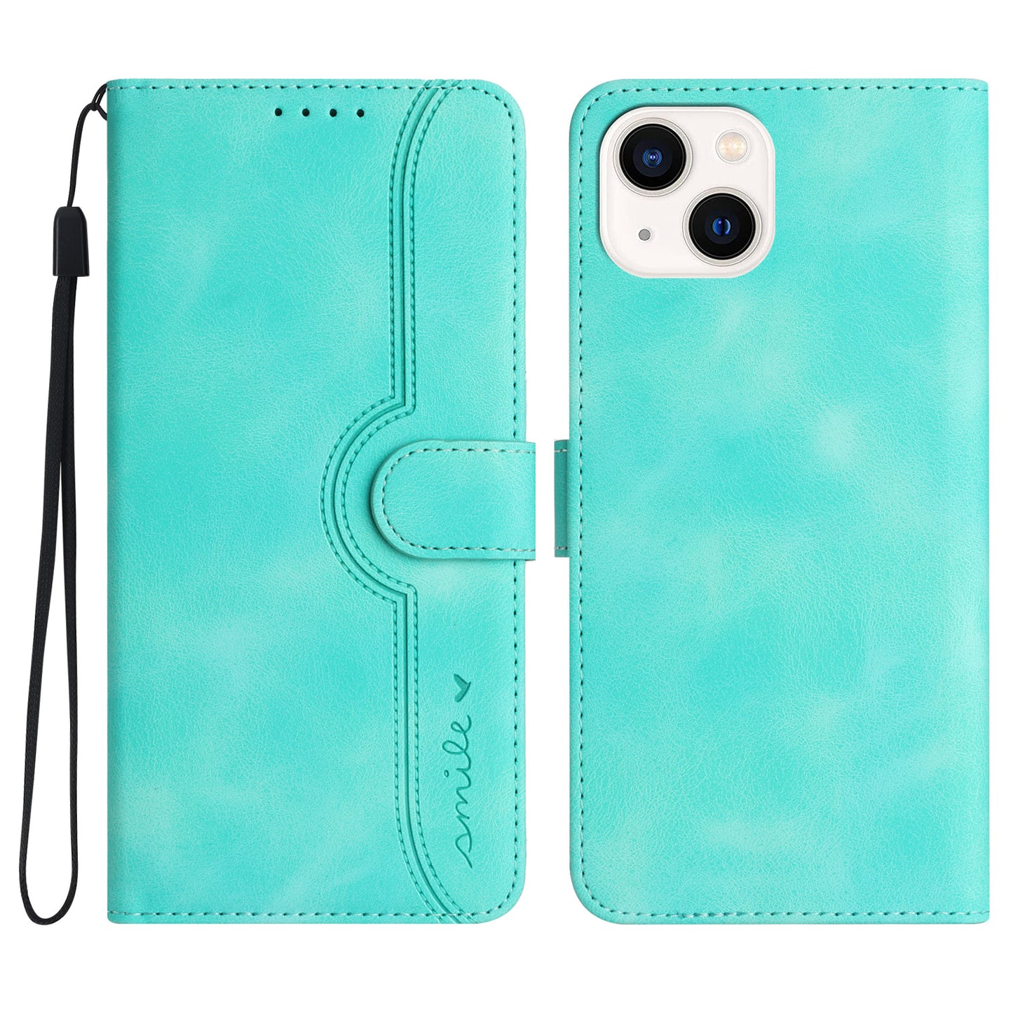 YX003 For iPhone 15 Leather Wallet Stand Shockproof Cover Imprinted Phone Case