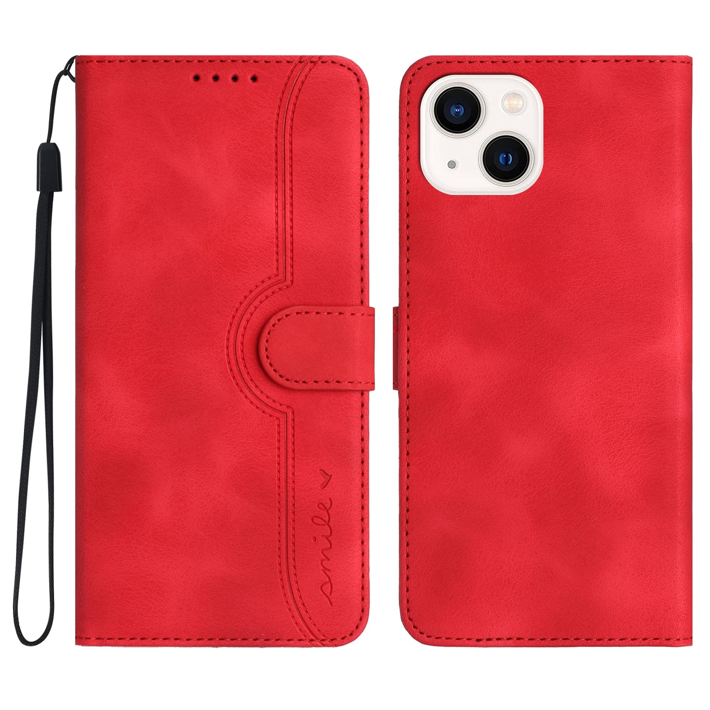 YX003 For iPhone 15 Leather Wallet Stand Shockproof Cover Imprinted Phone Case