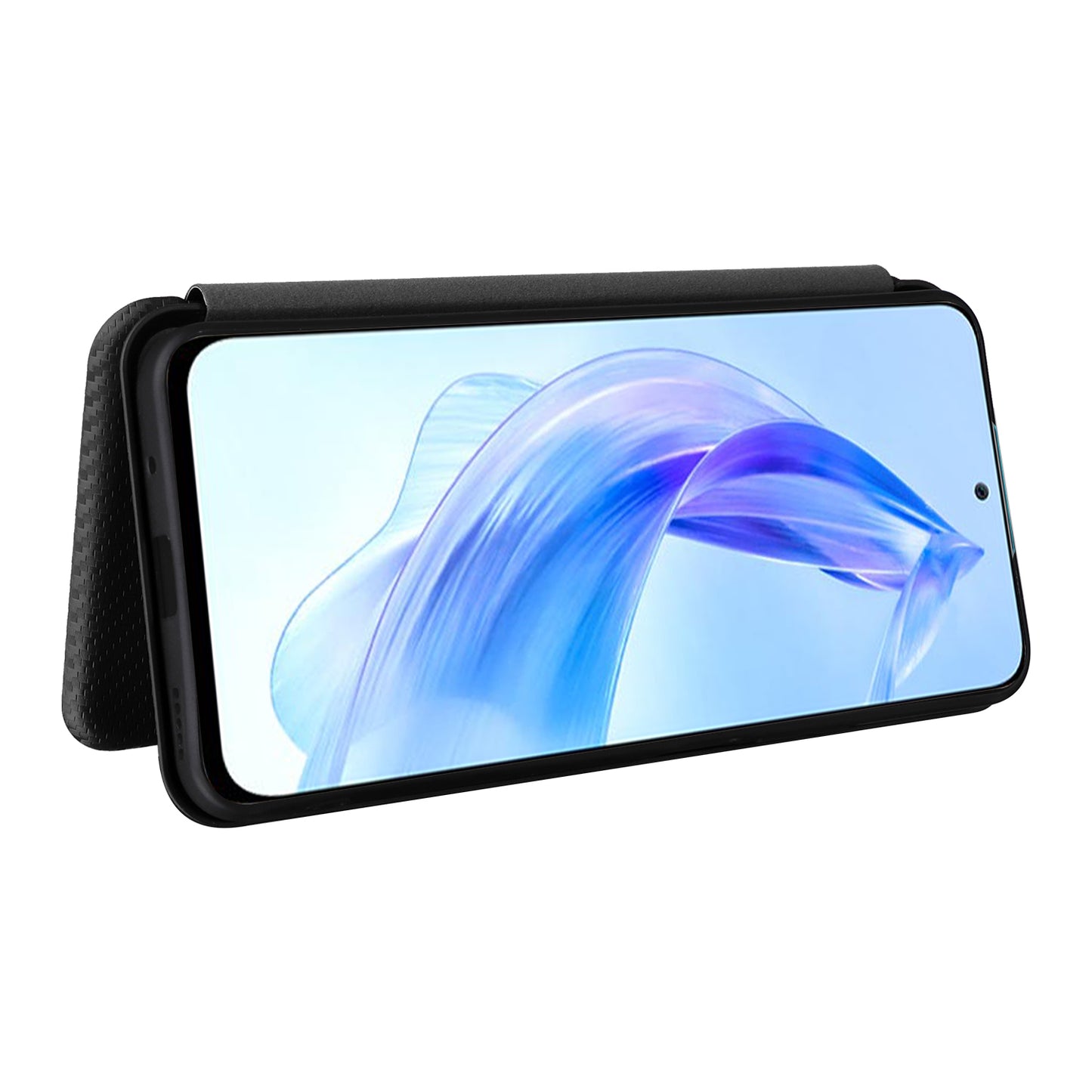For Honor 90 Lite 5G / X50i 5G Carbon Fiber Texture Card Holder Case Leather Stand Phone Cover
