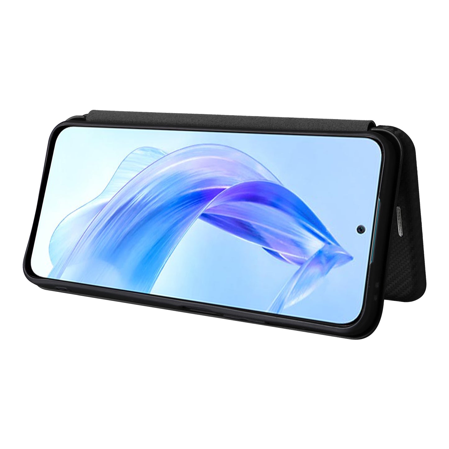 For Honor 90 Lite 5G / X50i 5G Carbon Fiber Texture Card Holder Case Leather Stand Phone Cover