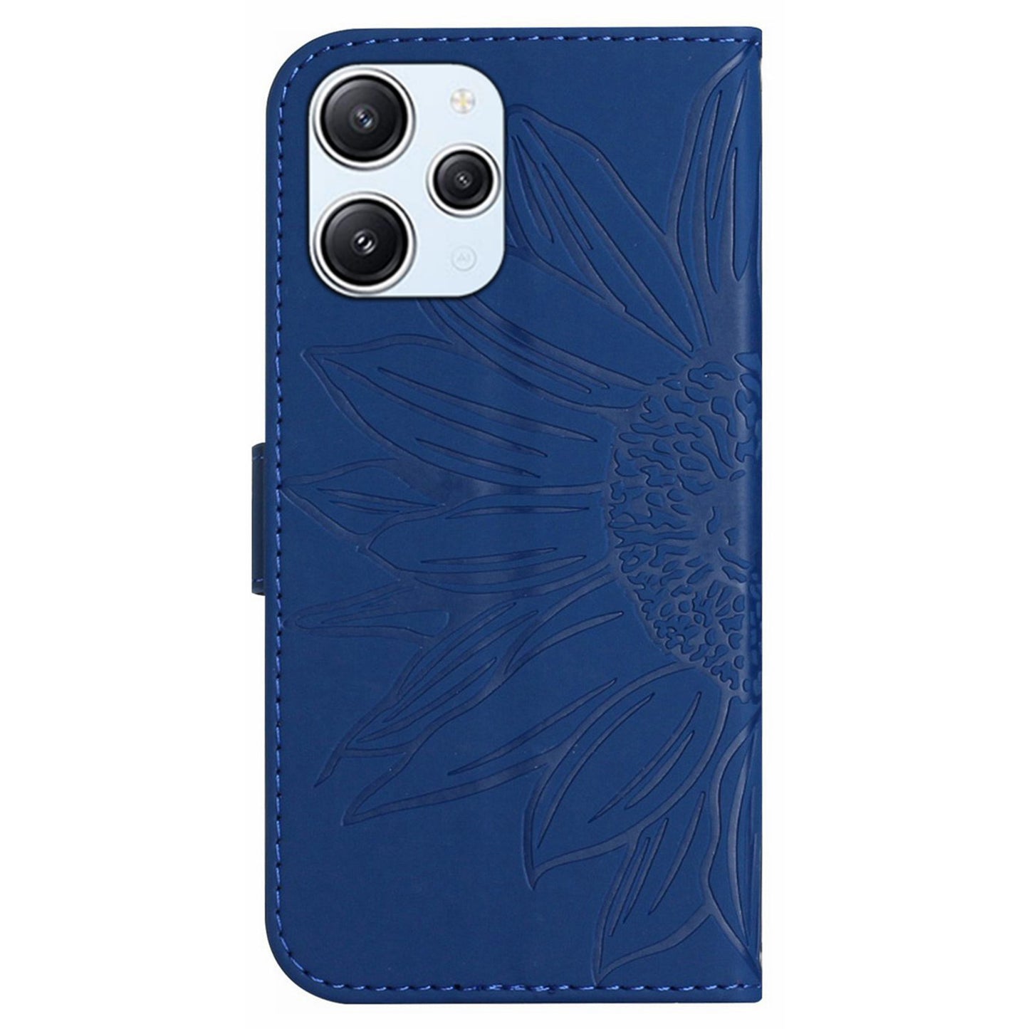 HT04 For Xiaomi Redmi 12 5G / Poco M6 Pro 5G Leather Wallet Phone Case Sunflower Imprint Stand Cover with Shoulder Strap