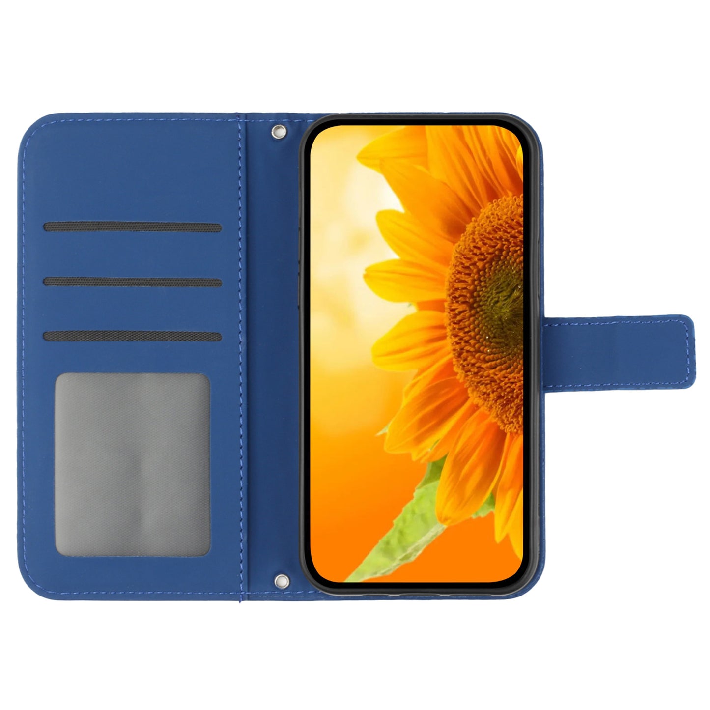 HT04 For Xiaomi Redmi 12 5G / Poco M6 Pro 5G Leather Wallet Phone Case Sunflower Imprint Stand Cover with Shoulder Strap