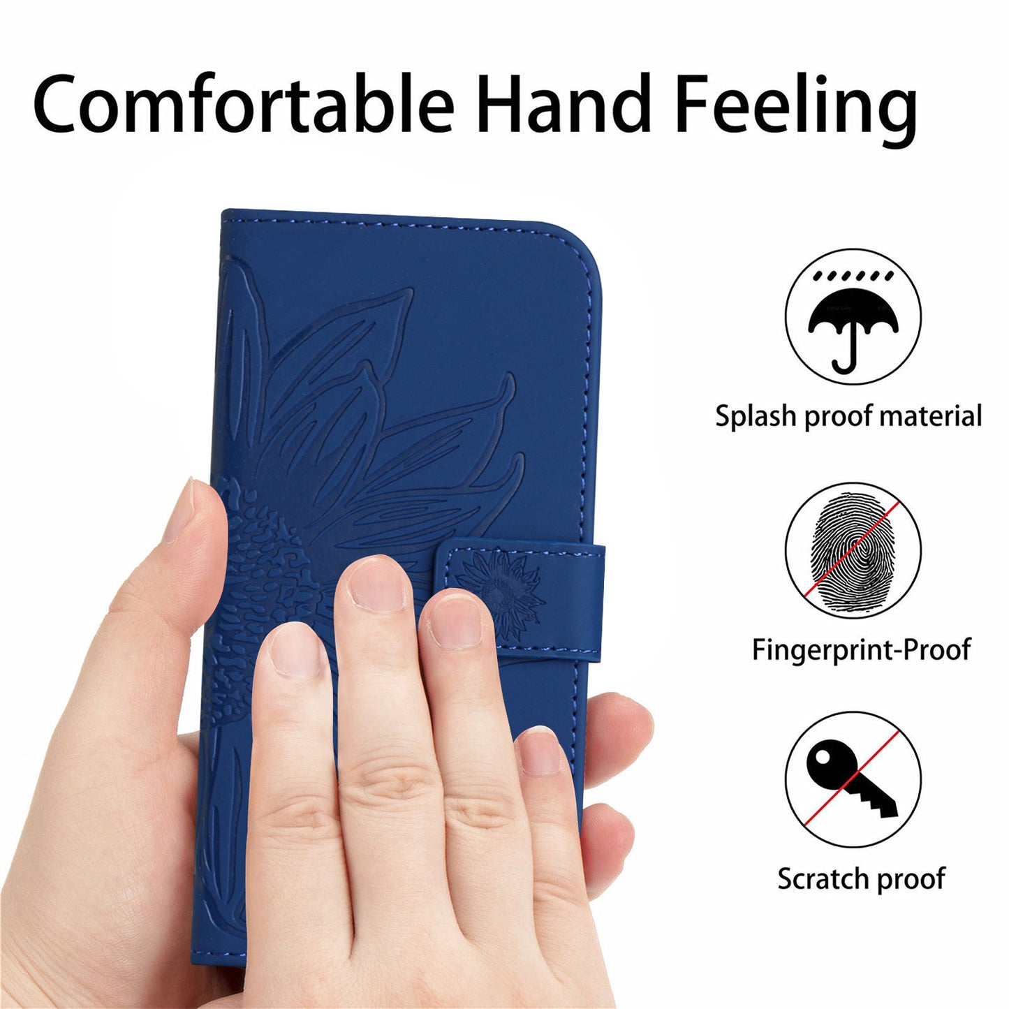 HT04 For Xiaomi Redmi 12 5G / Poco M6 Pro 5G Leather Wallet Phone Case Sunflower Imprint Stand Cover with Shoulder Strap