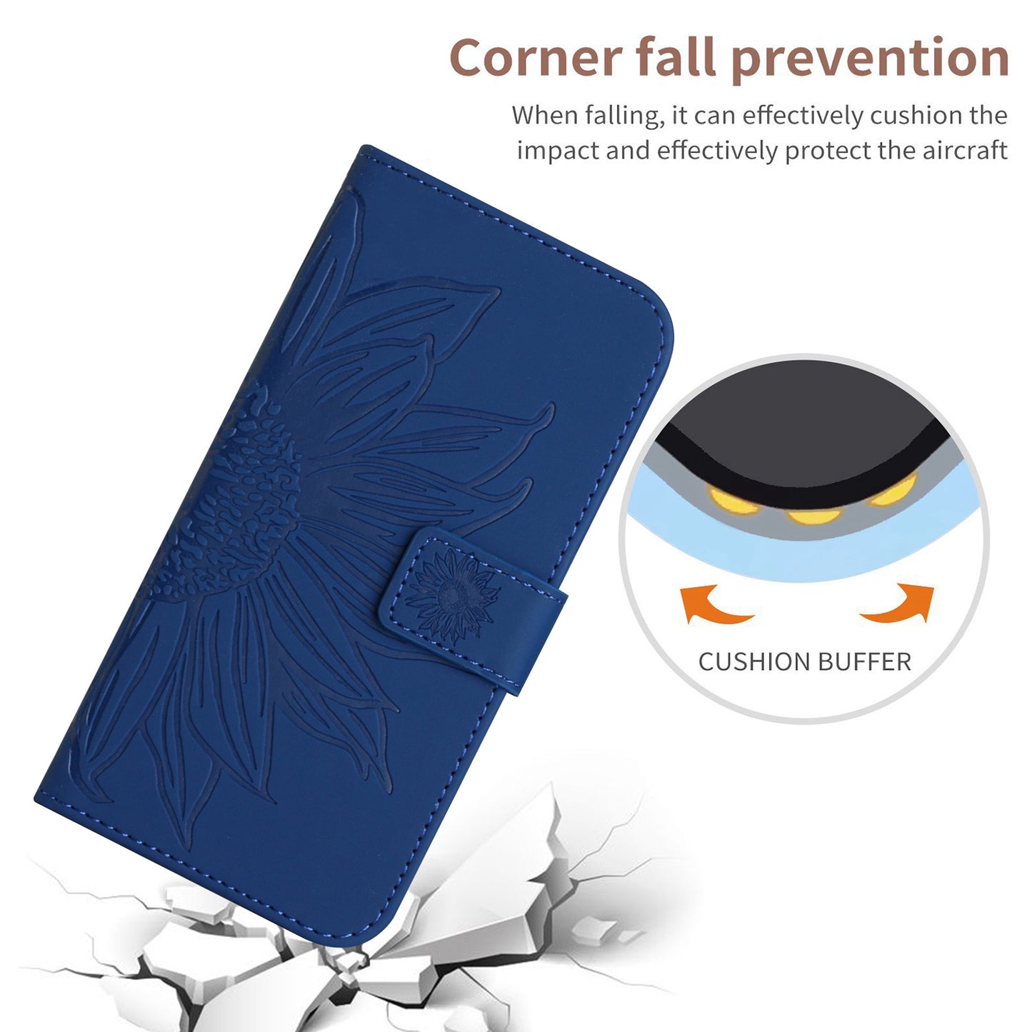 HT04 For Xiaomi Redmi 12 5G / Poco M6 Pro 5G Leather Wallet Phone Case Sunflower Imprint Stand Cover with Shoulder Strap