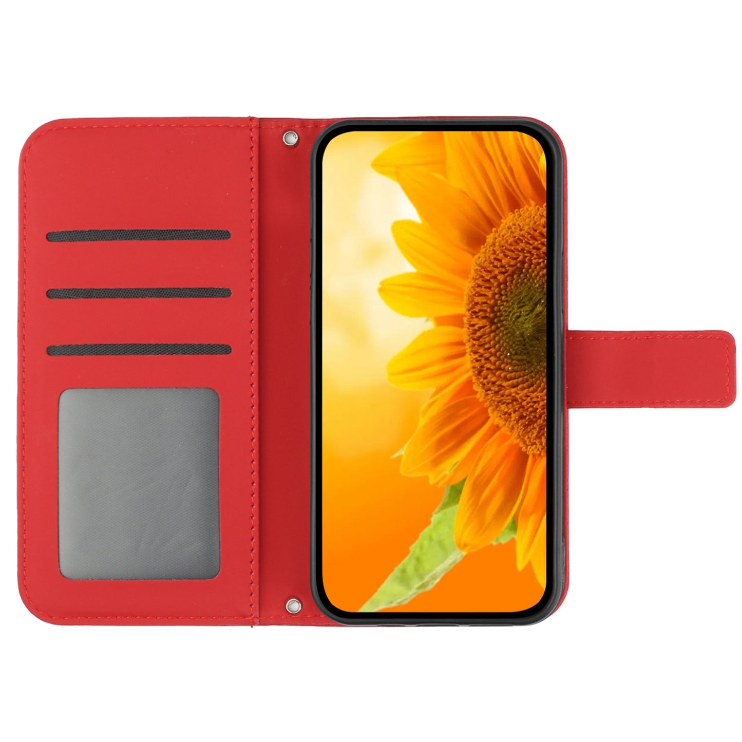 HT04 For Xiaomi Redmi 12 5G / Poco M6 Pro 5G Leather Wallet Phone Case Sunflower Imprint Stand Cover with Shoulder Strap