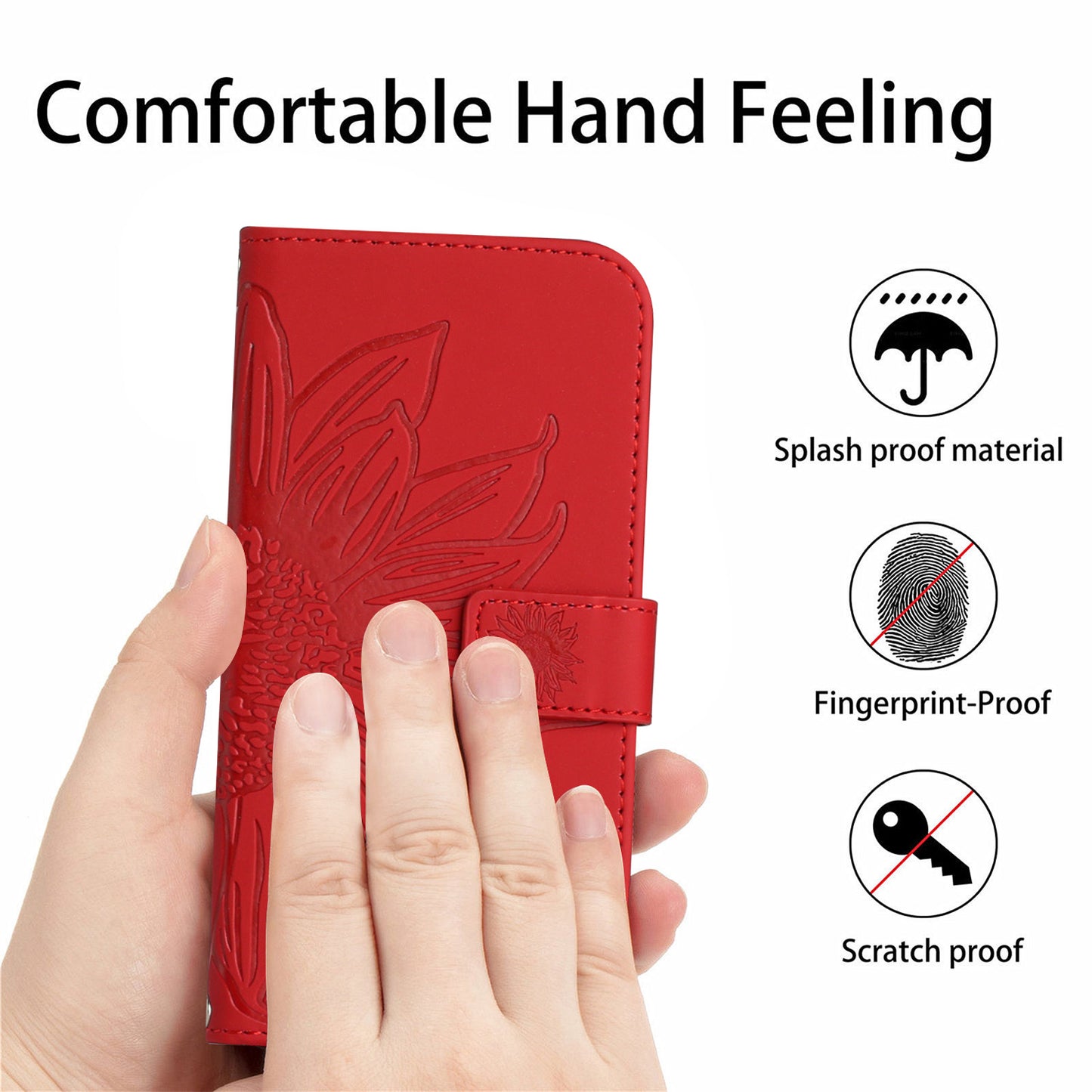 HT04 For Xiaomi Redmi 12 5G / Poco M6 Pro 5G Leather Wallet Phone Case Sunflower Imprint Stand Cover with Shoulder Strap