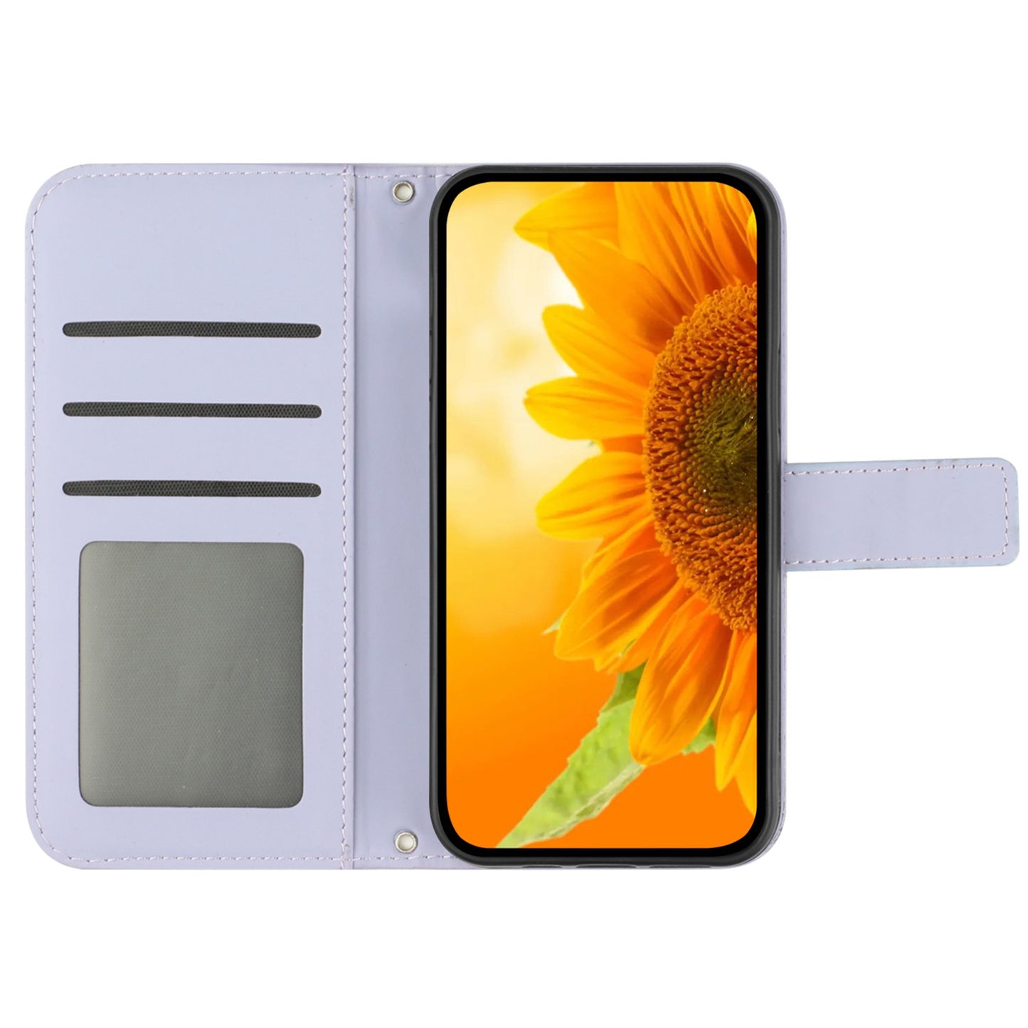 HT04 For Xiaomi Redmi 12 5G / Poco M6 Pro 5G Leather Wallet Phone Case Sunflower Imprint Stand Cover with Shoulder Strap