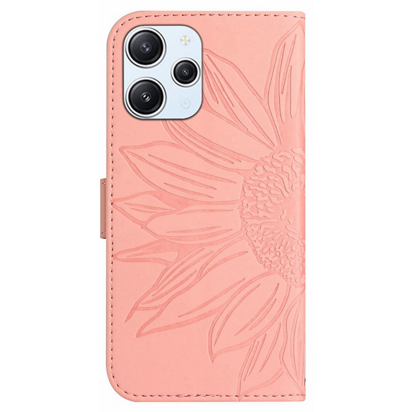 HT04 For Xiaomi Redmi 12 5G / Poco M6 Pro 5G Leather Wallet Phone Case Sunflower Imprint Stand Cover with Shoulder Strap