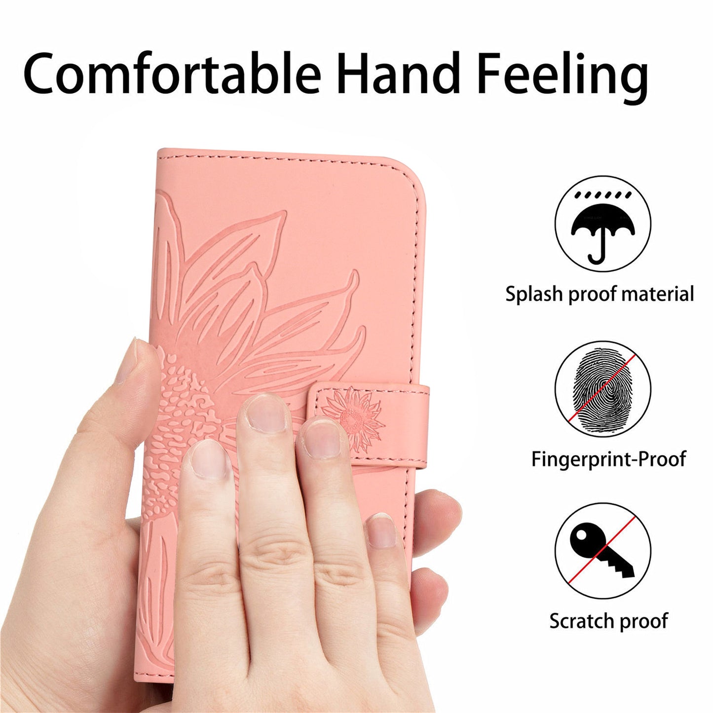 HT04 For Xiaomi Redmi 12 5G / Poco M6 Pro 5G Leather Wallet Phone Case Sunflower Imprint Stand Cover with Shoulder Strap