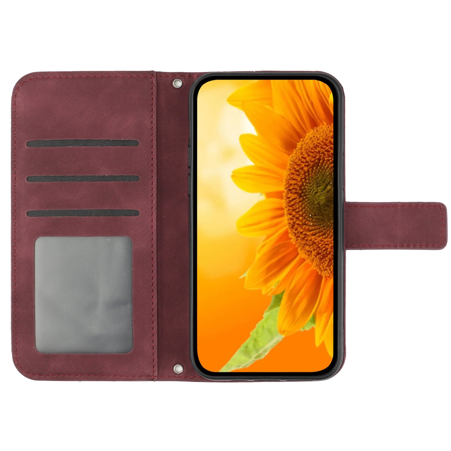 HT04 For Xiaomi Redmi 12 5G / Poco M6 Pro 5G Leather Wallet Phone Case Sunflower Imprint Stand Cover with Shoulder Strap