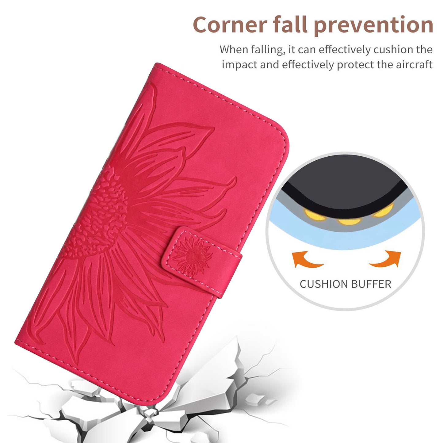 HT04 For Xiaomi Redmi 12 5G / Poco M6 Pro 5G Leather Wallet Phone Case Sunflower Imprint Stand Cover with Shoulder Strap