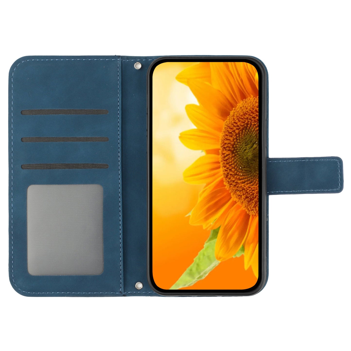 HT04 For Xiaomi Redmi 12 5G / Poco M6 Pro 5G Leather Wallet Phone Case Sunflower Imprint Stand Cover with Shoulder Strap