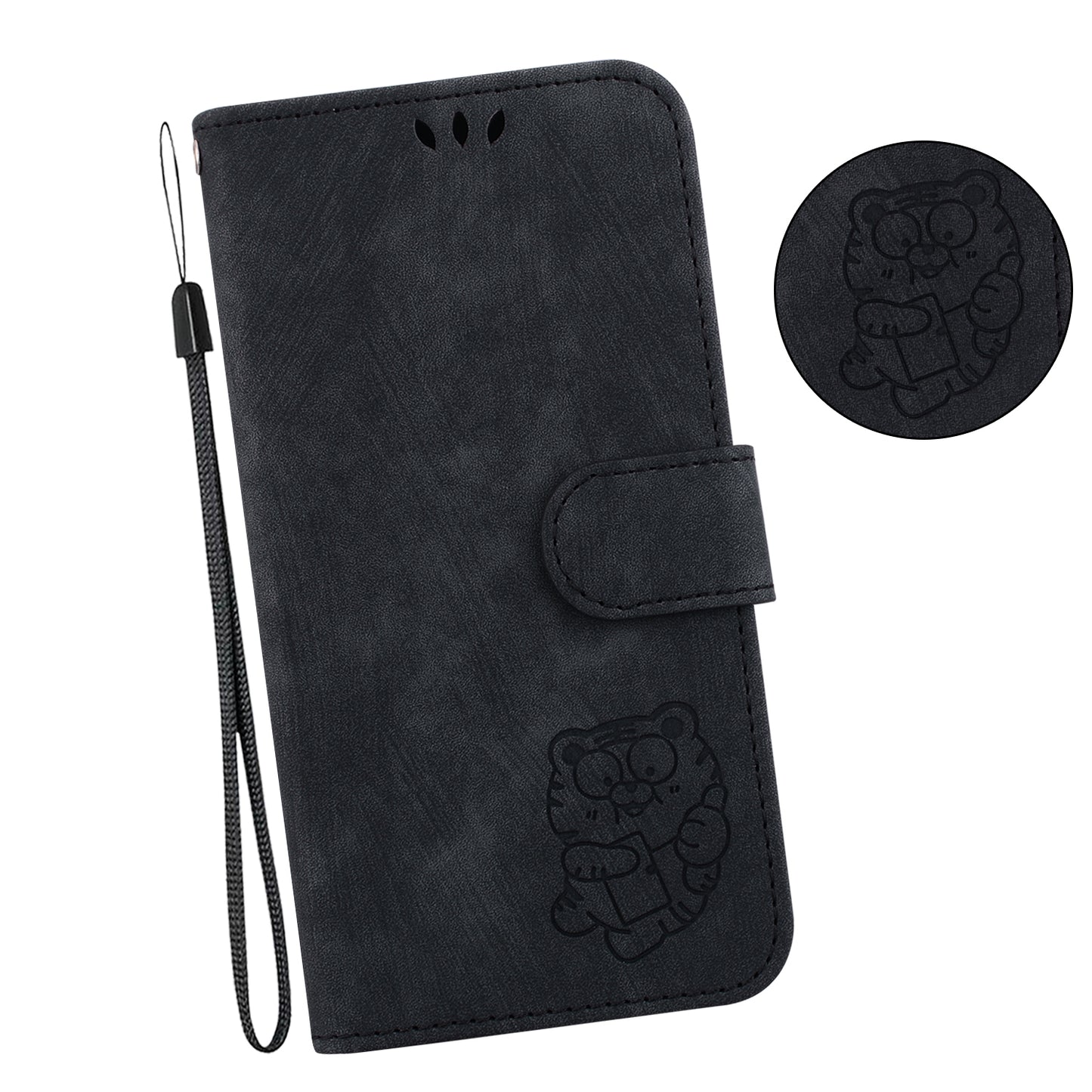 For Samsung Galaxy A04e 4G / F04 4G / M04 4G Leather Wallet Stand Cover Cartoon Tiger Imprint Phone Case