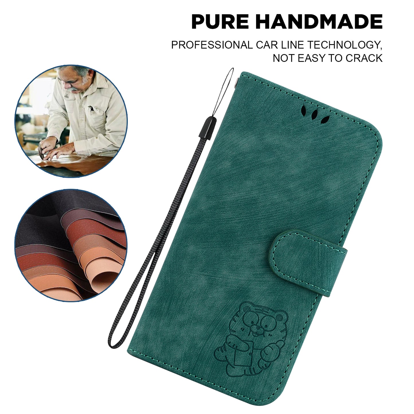 For Samsung Galaxy A04e 4G / F04 4G / M04 4G Leather Wallet Stand Cover Cartoon Tiger Imprint Phone Case