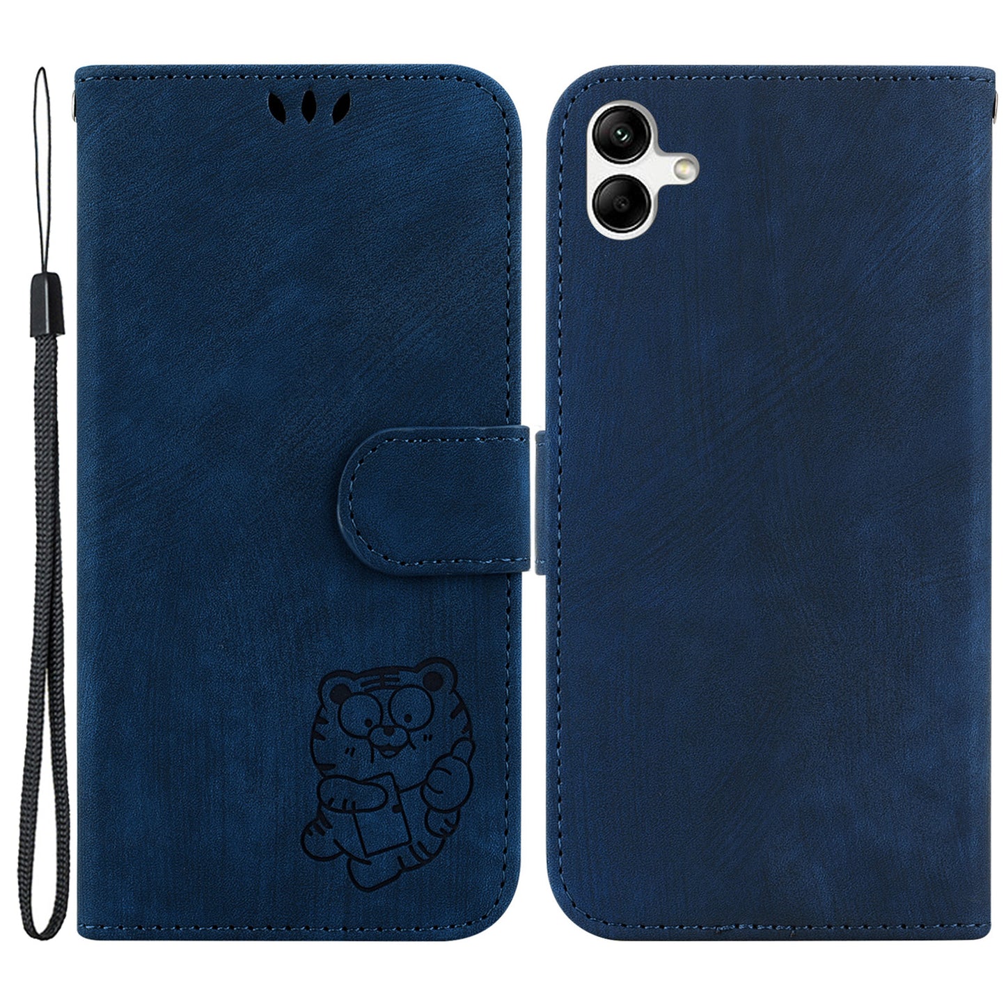 For Samsung Galaxy A04e 4G / F04 4G / M04 4G Leather Wallet Stand Cover Cartoon Tiger Imprint Phone Case