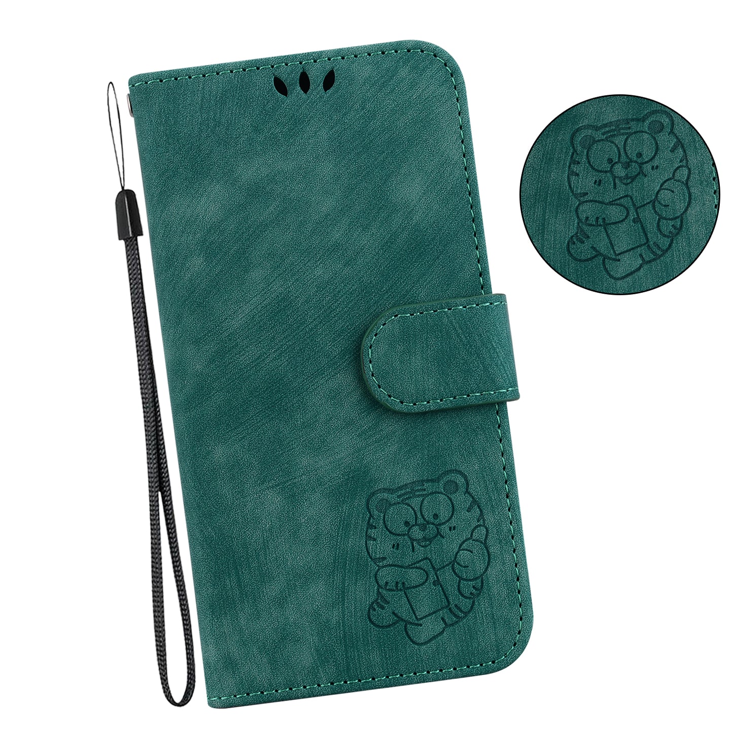 For Samsung Galaxy S23 Ultra Anti-drop Shell Cute Tiger Imprint Leather Wallet Stand Phone Case