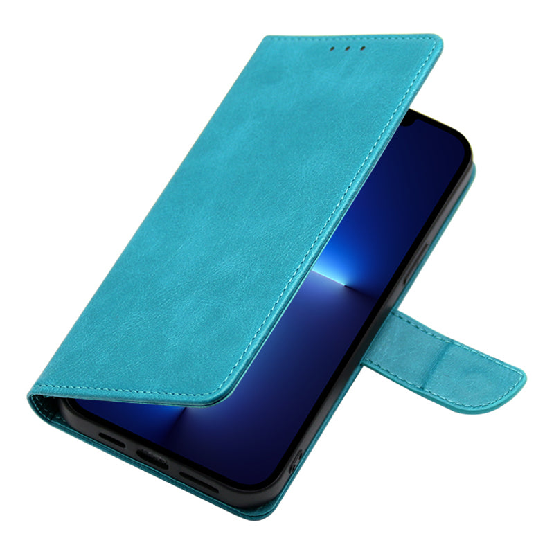 For iPhone 15 Pro Max PU Leather Stand Wallet Case Calf Texture Magnetic Clasp Phone Cover