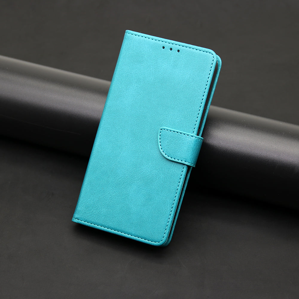For iPhone 15 Pro Max PU Leather Stand Wallet Case Calf Texture Magnetic Clasp Phone Cover