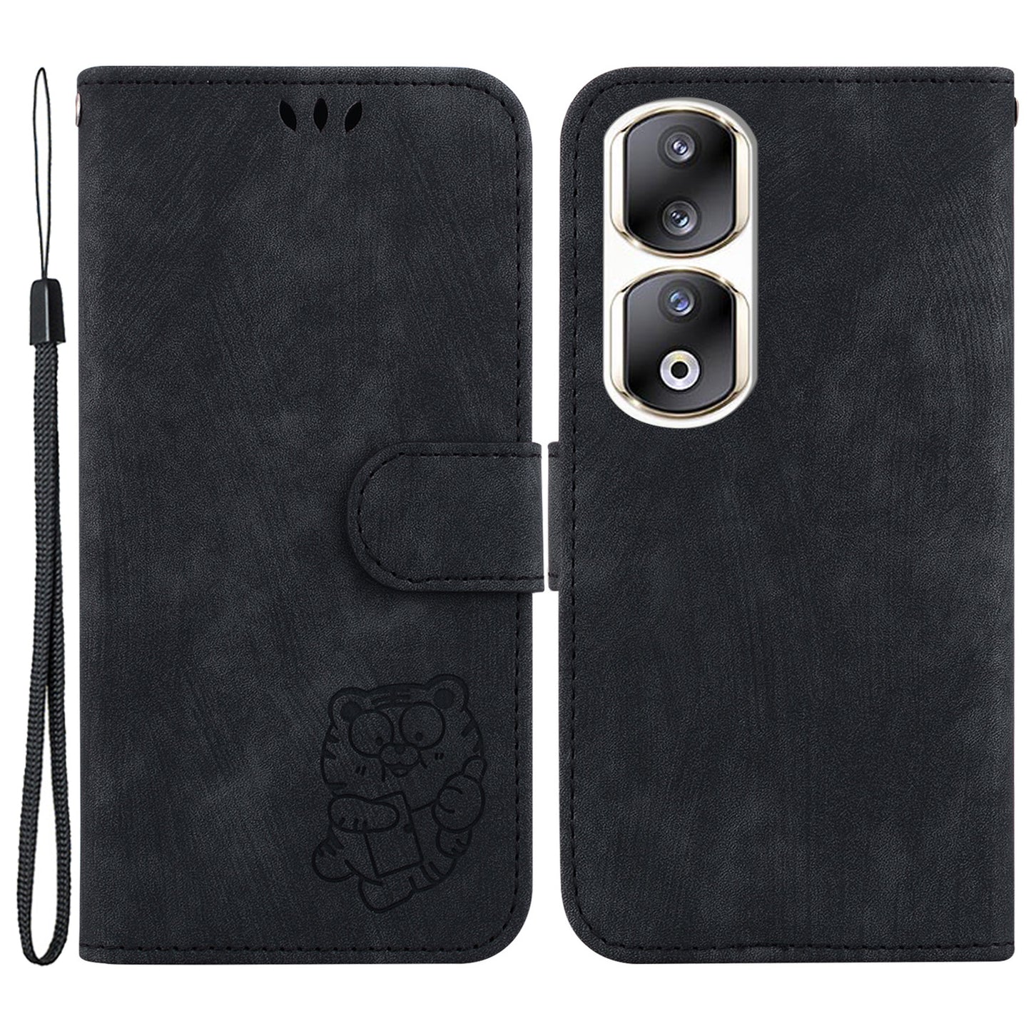 For Honor 90 Pro Wallet Phone Case Lovely Tiger Imprint Anti-Drop Leather Folio Flip Cover