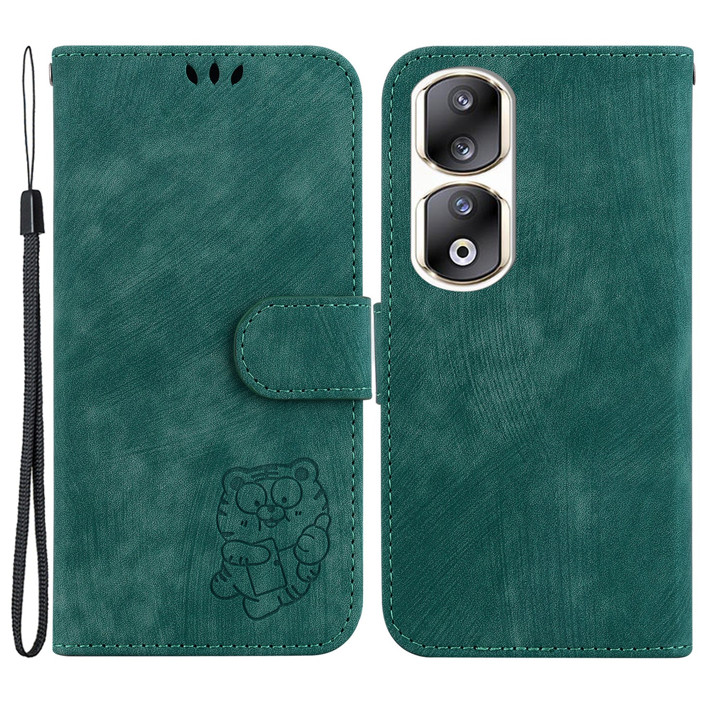 For Honor 90 Pro Wallet Phone Case Lovely Tiger Imprint Anti-Drop Leather Folio Flip Cover