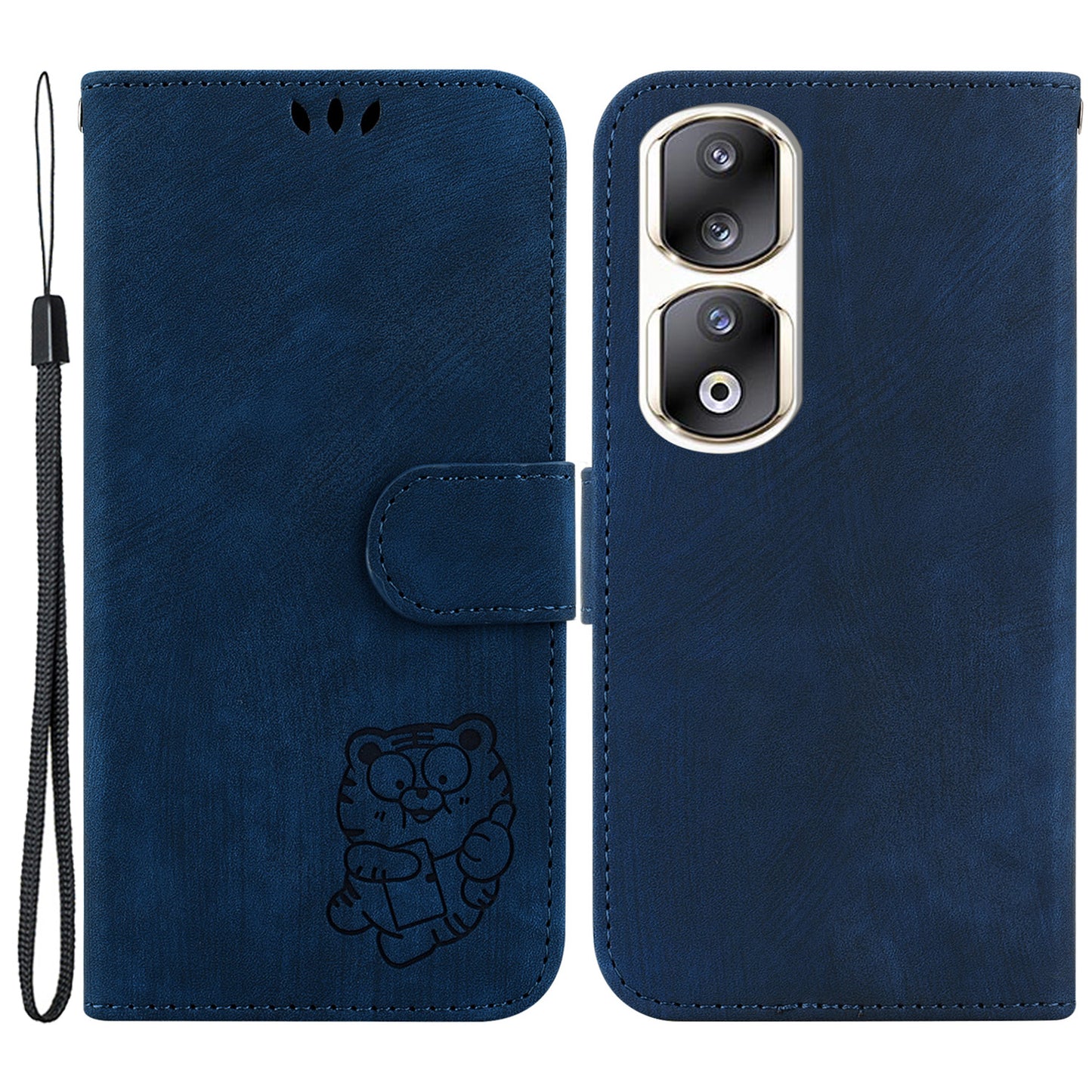For Honor 90 Pro Wallet Phone Case Lovely Tiger Imprint Anti-Drop Leather Folio Flip Cover
