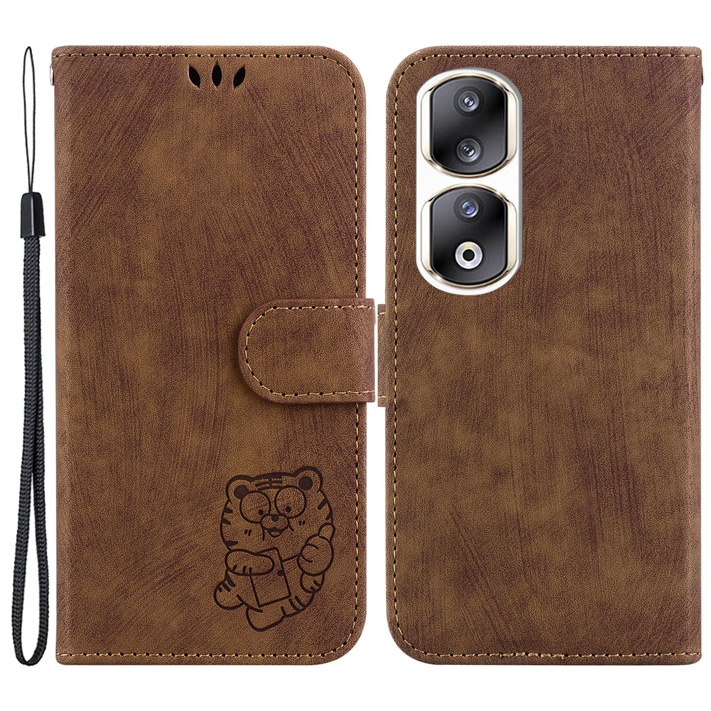 For Honor 90 Pro Wallet Phone Case Lovely Tiger Imprint Anti-Drop Leather Folio Flip Cover