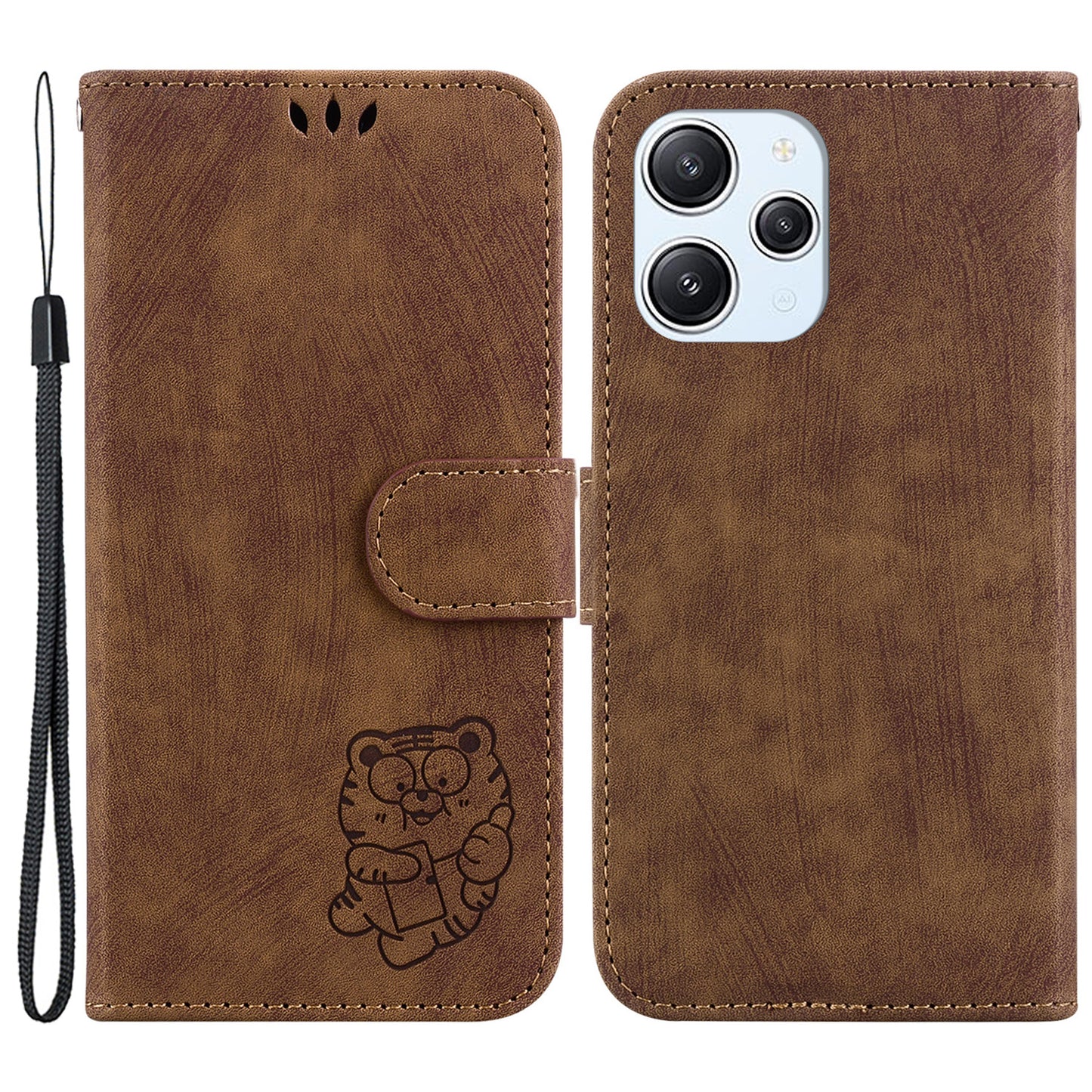 For Xiaomi Redmi 12 4G Shockproof Case Lovely Tiger Imprint Leather Wallet Phone Cover with Stand