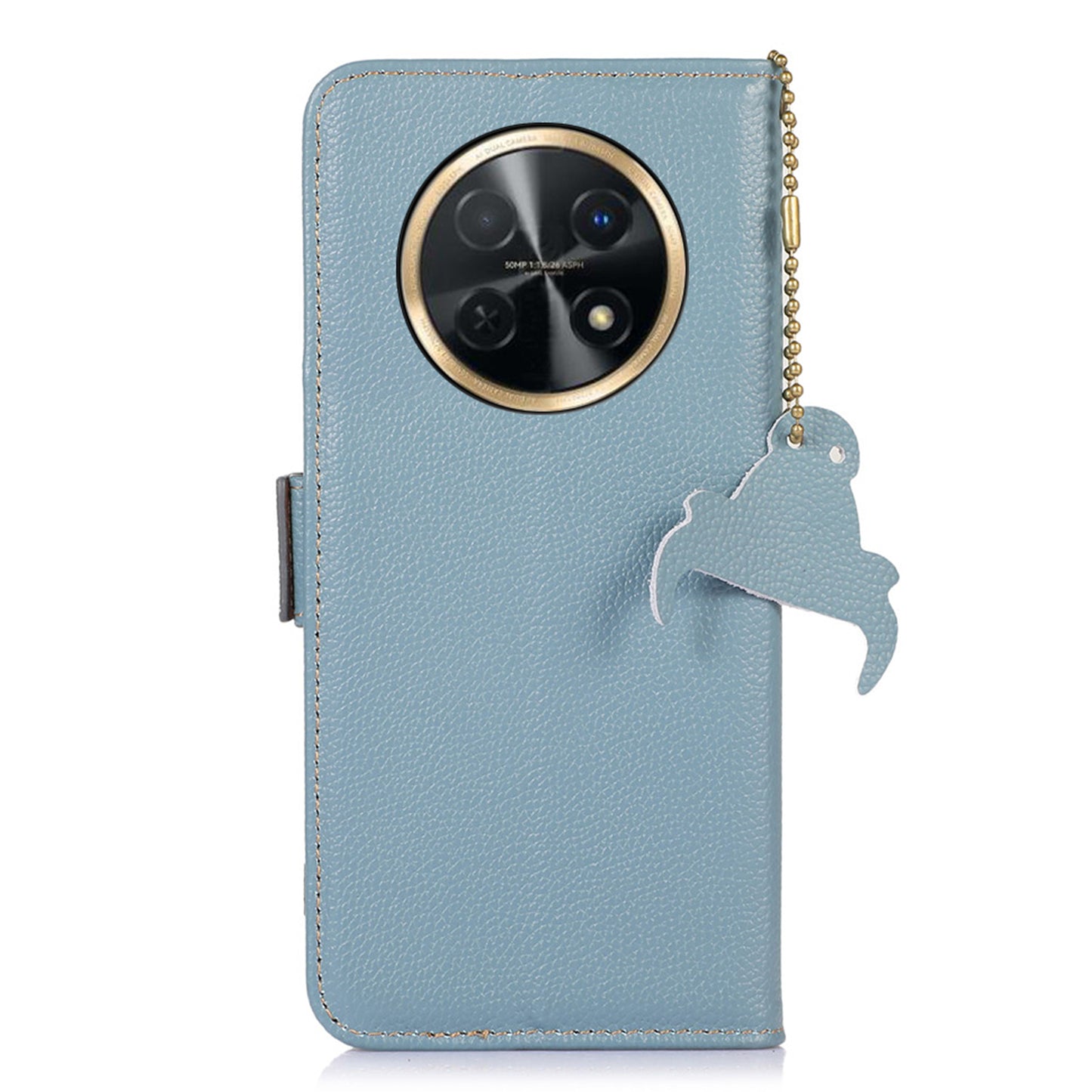 For Huawei nova Y91 4G / Enjoy 60X Wallet Phone Case RFID Blocking Genuine Cow Leather Litchi Texture Stand Cover