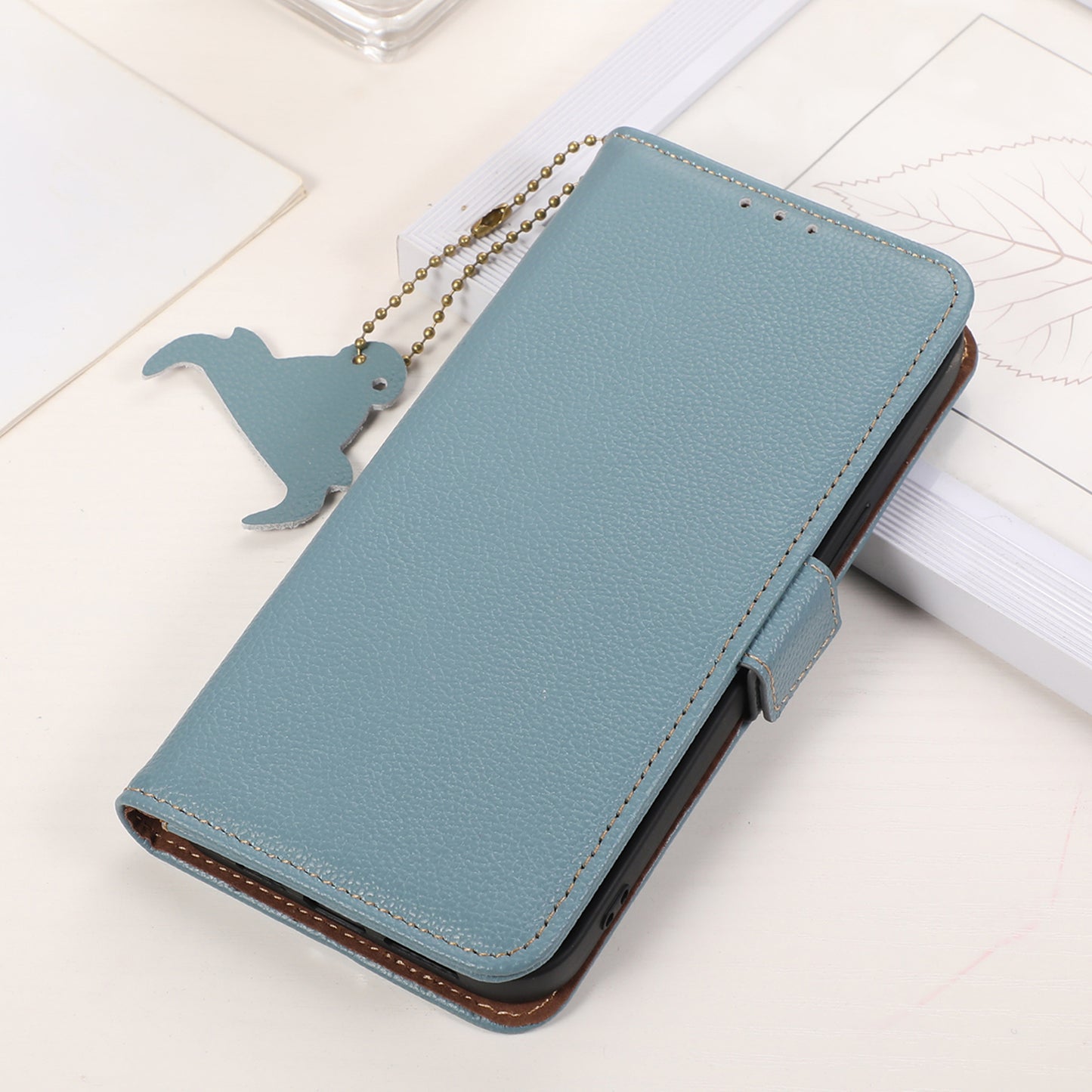 For Huawei nova Y91 4G / Enjoy 60X Wallet Phone Case RFID Blocking Genuine Cow Leather Litchi Texture Stand Cover