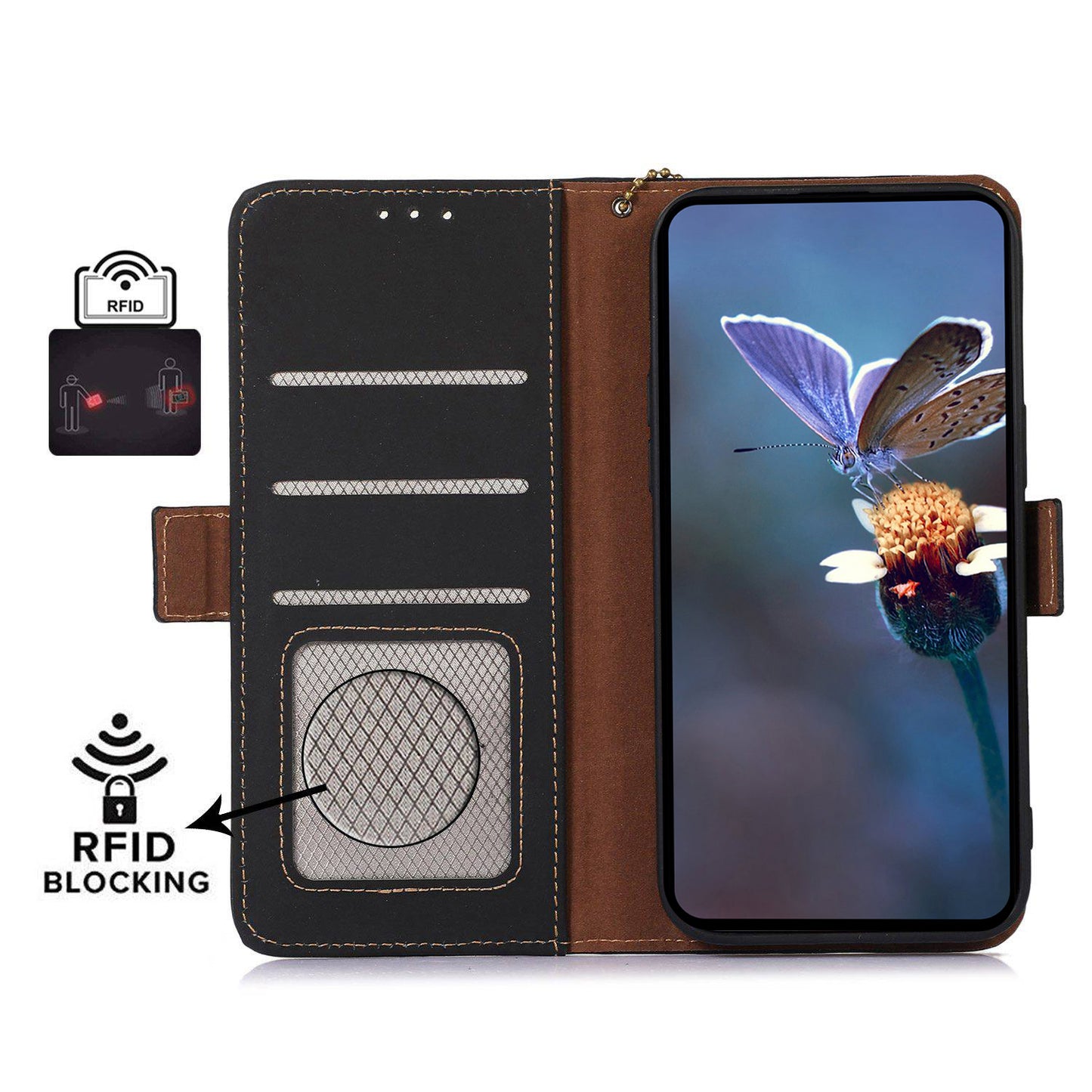 For Huawei nova Y91 4G / Enjoy 60X RFID Blocking Wallet Phone Case Stand Silky Feeling Genuine Cow Leather Cover