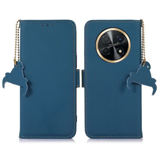 For Huawei nova Y91 4G / Enjoy 60X RFID Blocking Wallet Phone Case Stand Silky Feeling Genuine Cow Leather Cover