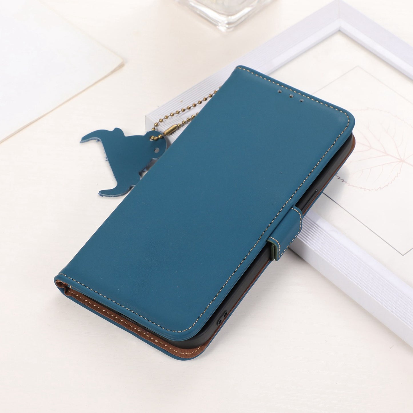 For Huawei nova Y91 4G / Enjoy 60X RFID Blocking Wallet Phone Case Stand Silky Feeling Genuine Cow Leather Cover