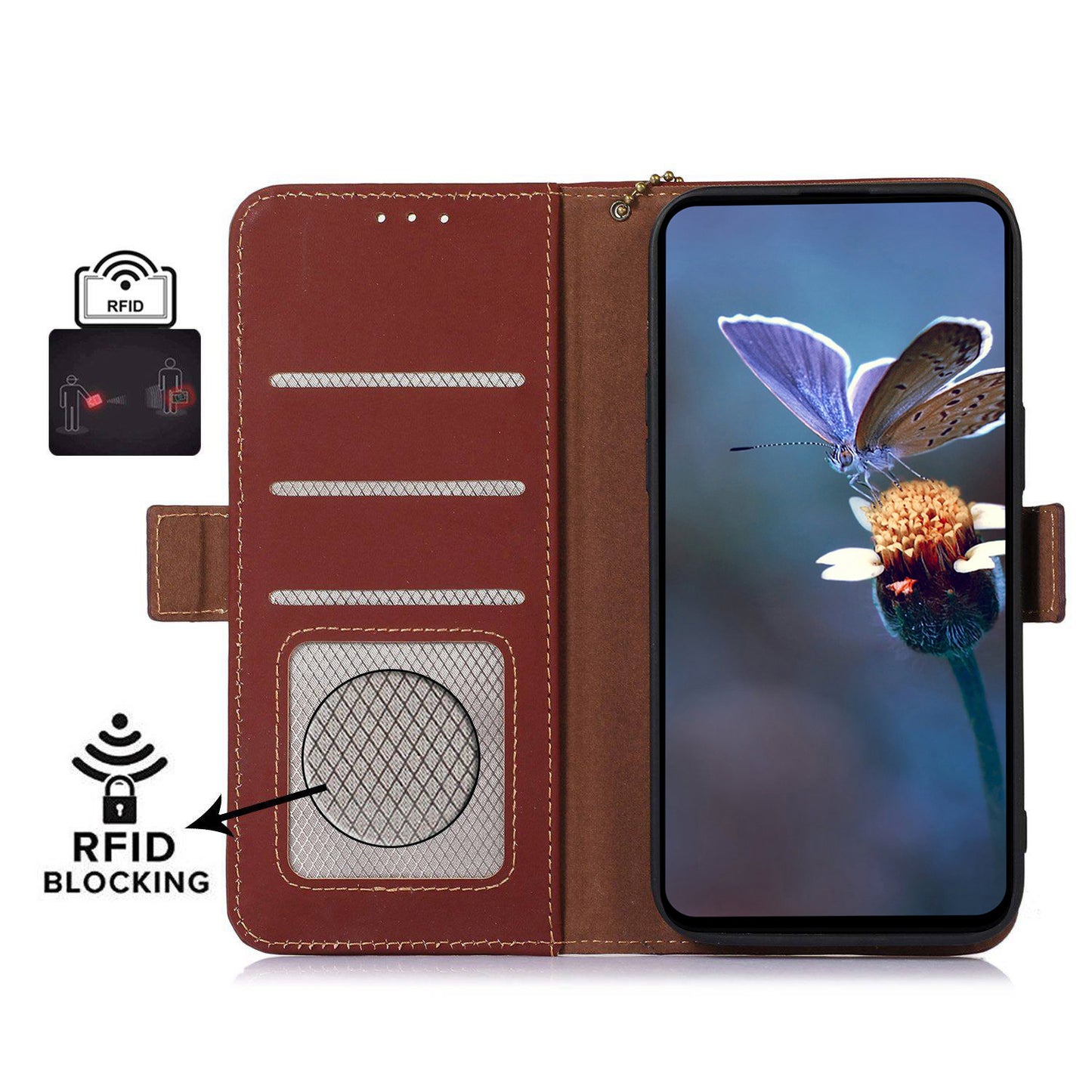 For Huawei nova Y91 4G / Enjoy 60X RFID Blocking Wallet Phone Case Stand Silky Feeling Genuine Cow Leather Cover