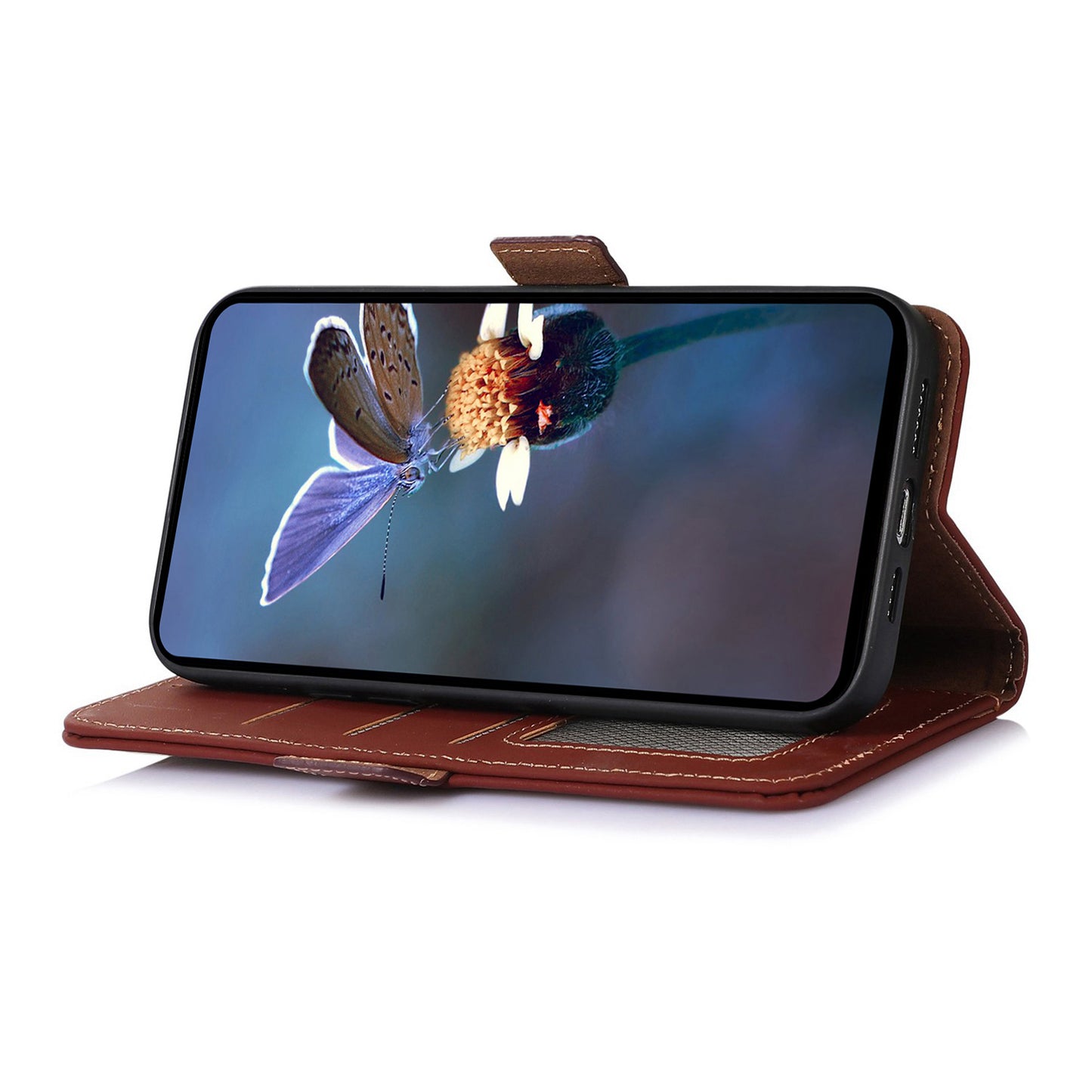 For Huawei nova Y91 4G / Enjoy 60X RFID Blocking Wallet Phone Case Stand Silky Feeling Genuine Cow Leather Cover