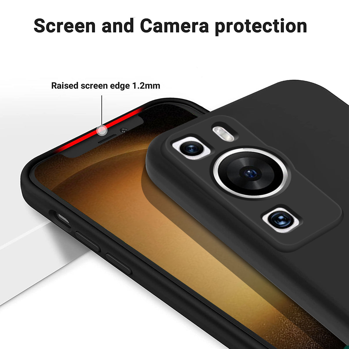 For Huawei P60 Pro / P60 Anti-Scratch Liquid Silicone Phone Case Soft Lining Shockproof Phone Cover with Strap