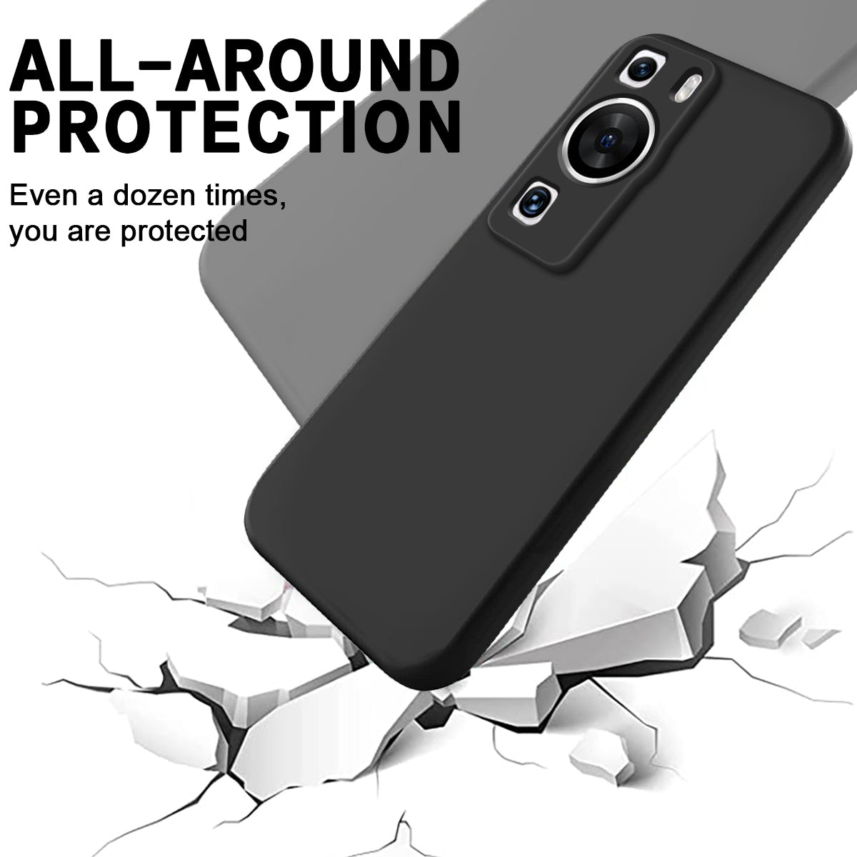 For Huawei P60 Pro / P60 Anti-Scratch Liquid Silicone Phone Case Soft Lining Shockproof Phone Cover with Strap