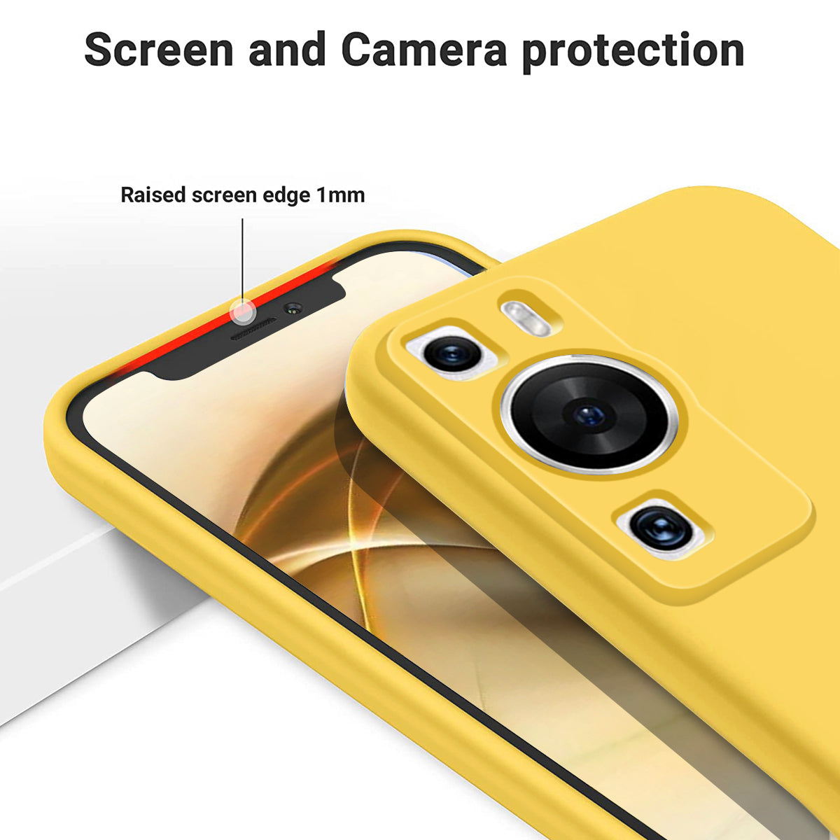 For Huawei P60 Pro / P60 Anti-Scratch Liquid Silicone Phone Case Soft Lining Shockproof Phone Cover with Strap