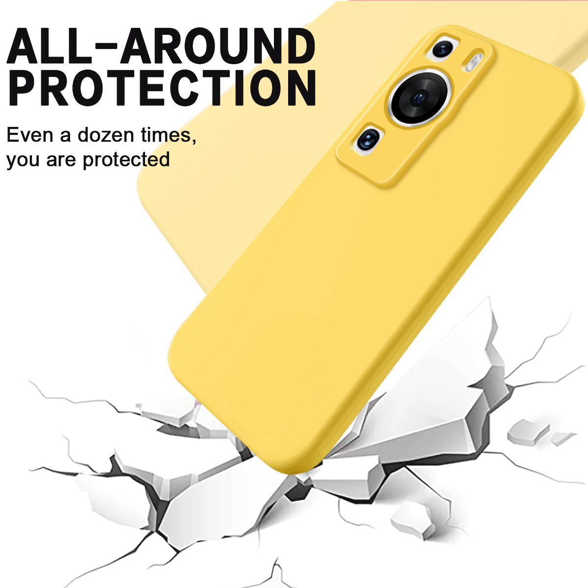 For Huawei P60 Pro / P60 Anti-Scratch Liquid Silicone Phone Case Soft Lining Shockproof Phone Cover with Strap