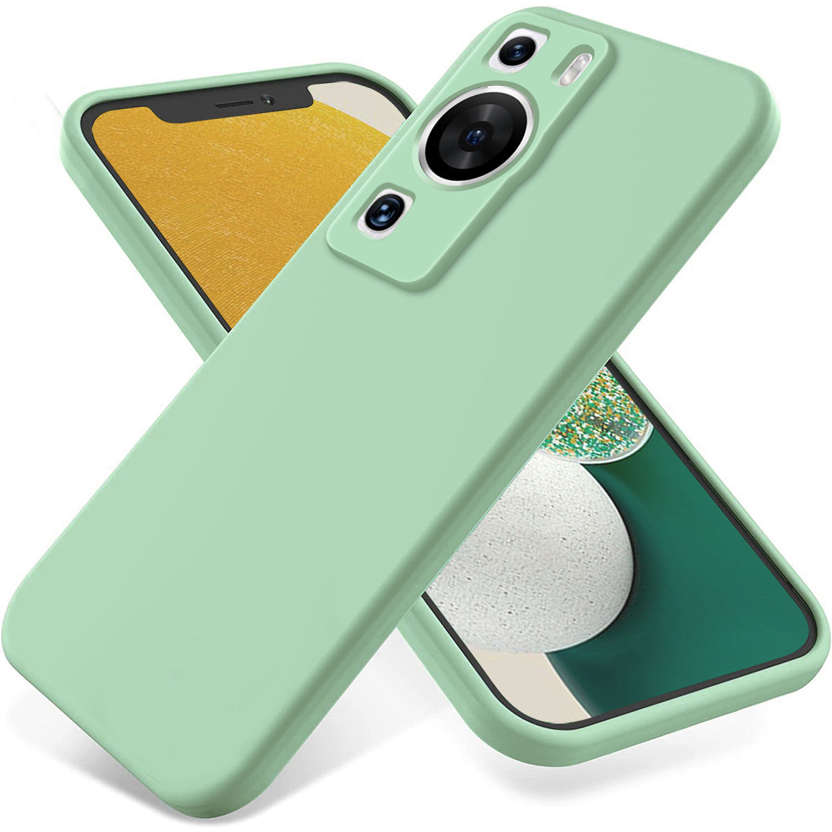 For Huawei P60 Pro / P60 Anti-Scratch Liquid Silicone Phone Case Soft Lining Shockproof Phone Cover with Strap