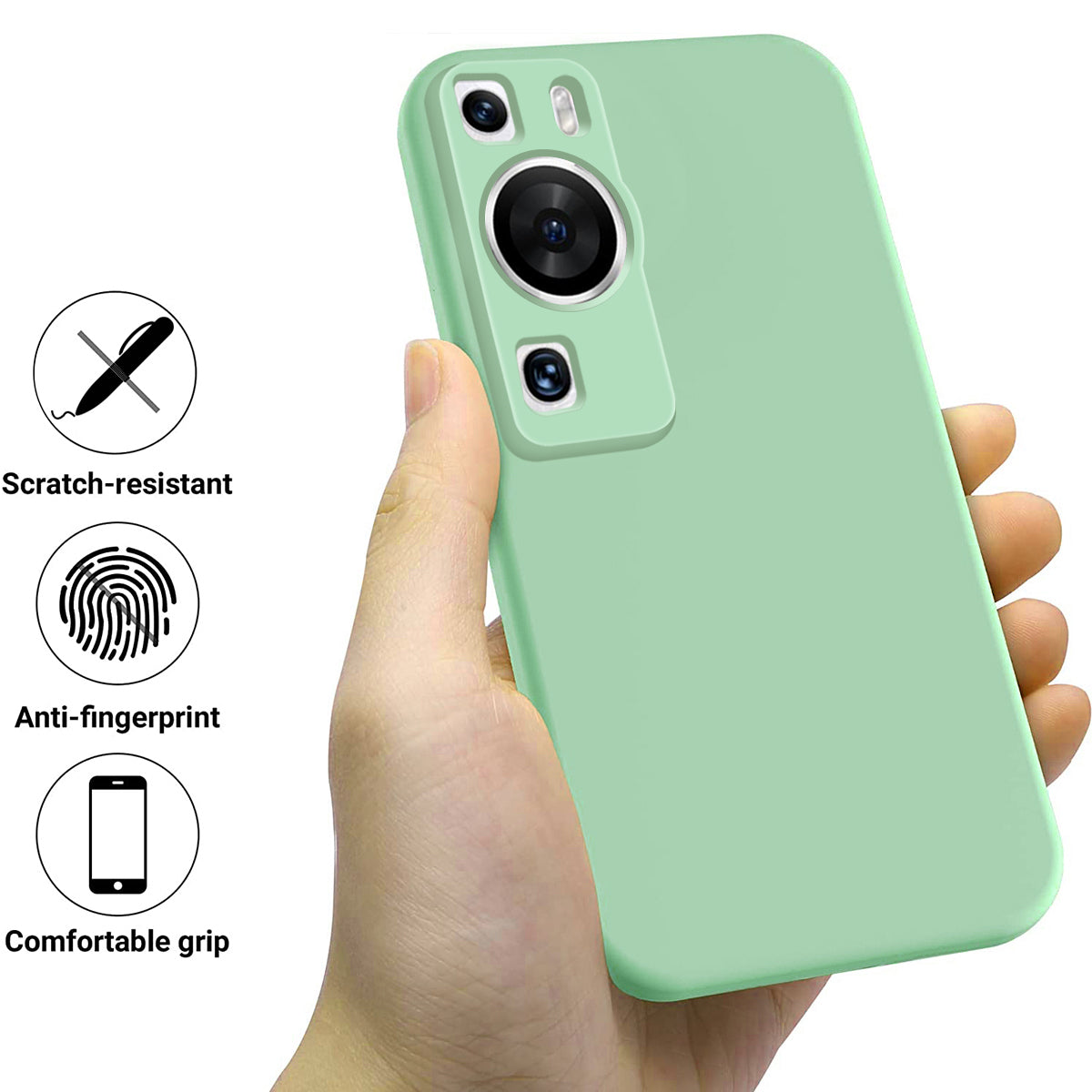 For Huawei P60 Pro / P60 Anti-Scratch Liquid Silicone Phone Case Soft Lining Shockproof Phone Cover with Strap