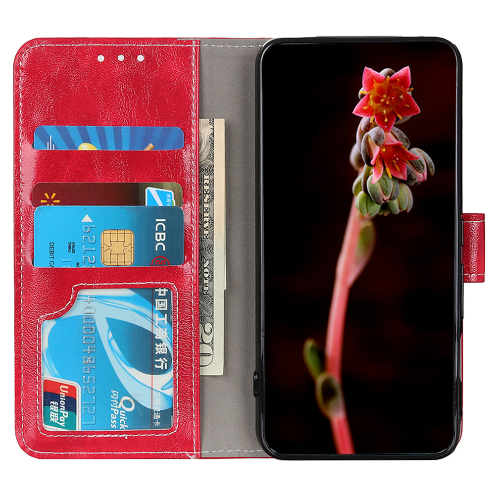 For Honor 90 Shockproof Case Crazy Horse Texture PU Leather Shell Stand Wallet Retro Phone Cover
