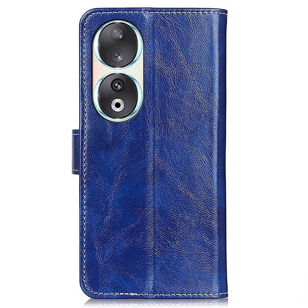For Honor 90 Shockproof Case Crazy Horse Texture PU Leather Shell Stand Wallet Retro Phone Cover