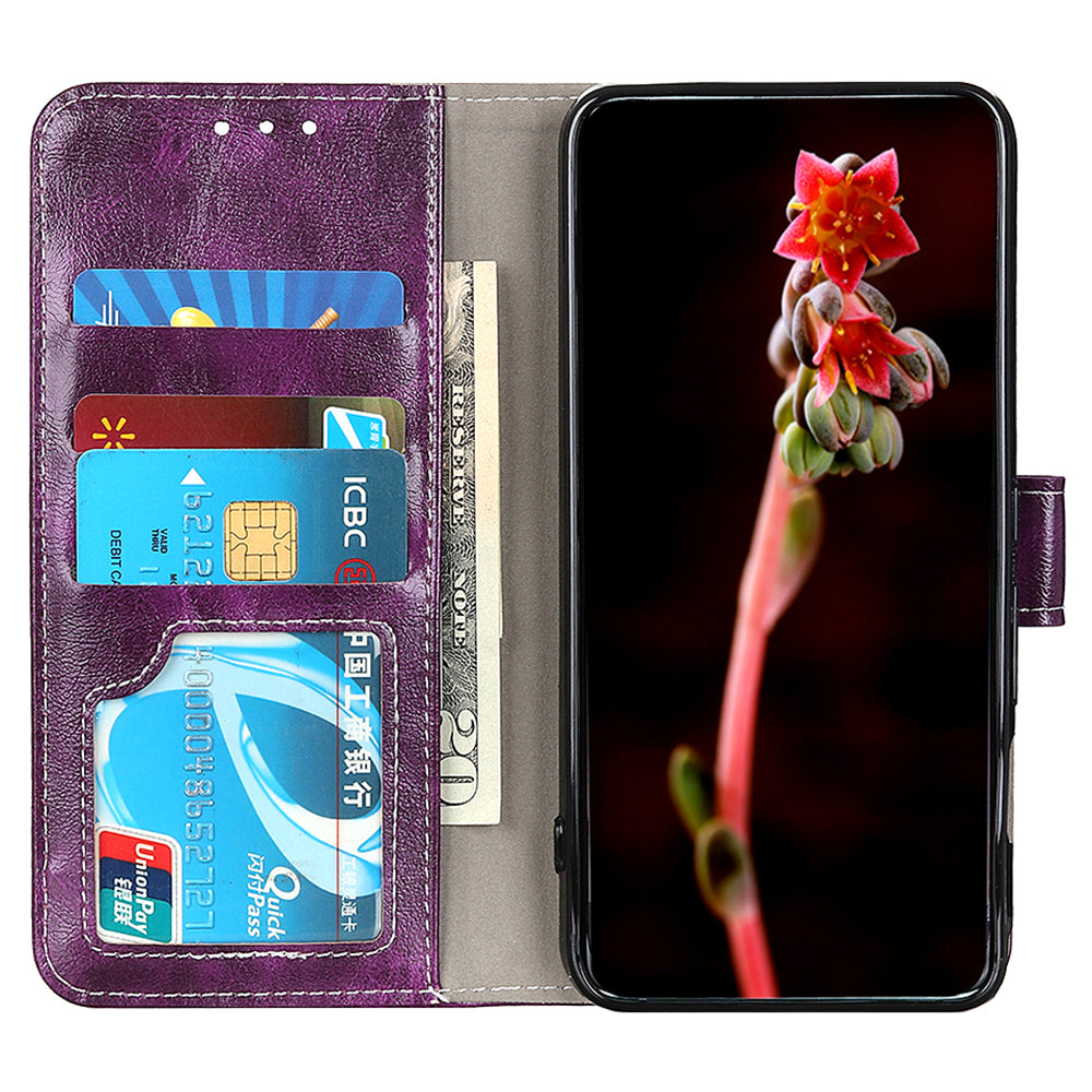 For Honor 90 Shockproof Case Crazy Horse Texture PU Leather Shell Stand Wallet Retro Phone Cover