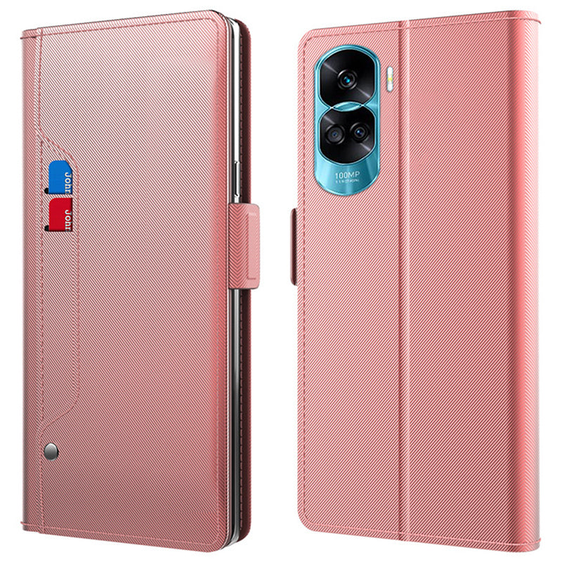 For Honor 90 Lite 5G / X50i 5G Foldable Stand Leather Cover Phone Case with Card Slot and Mirror