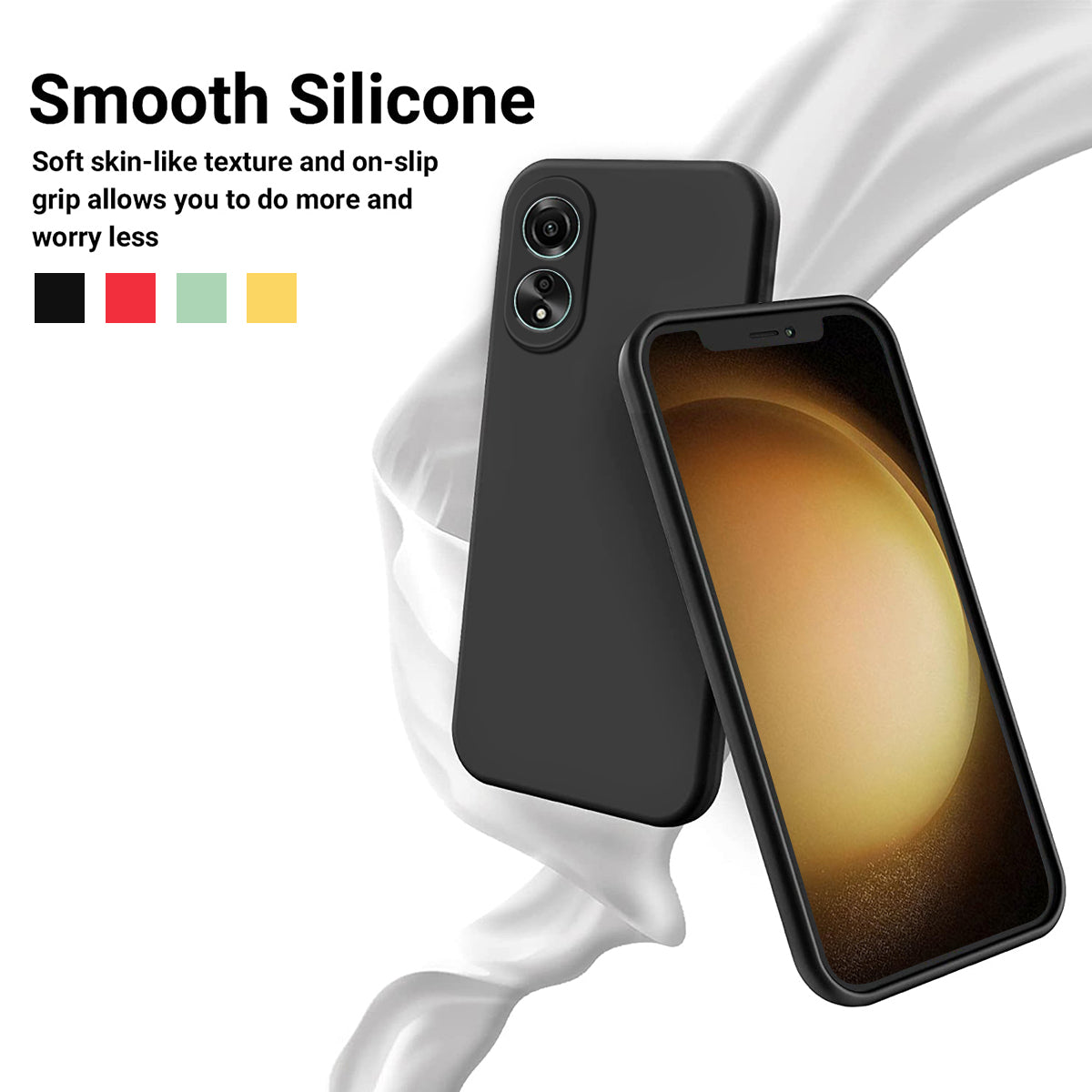 Flexible Phone Case for Oppo A58 4G , Liquid Silicone+Soft Lining Smartphone Cover