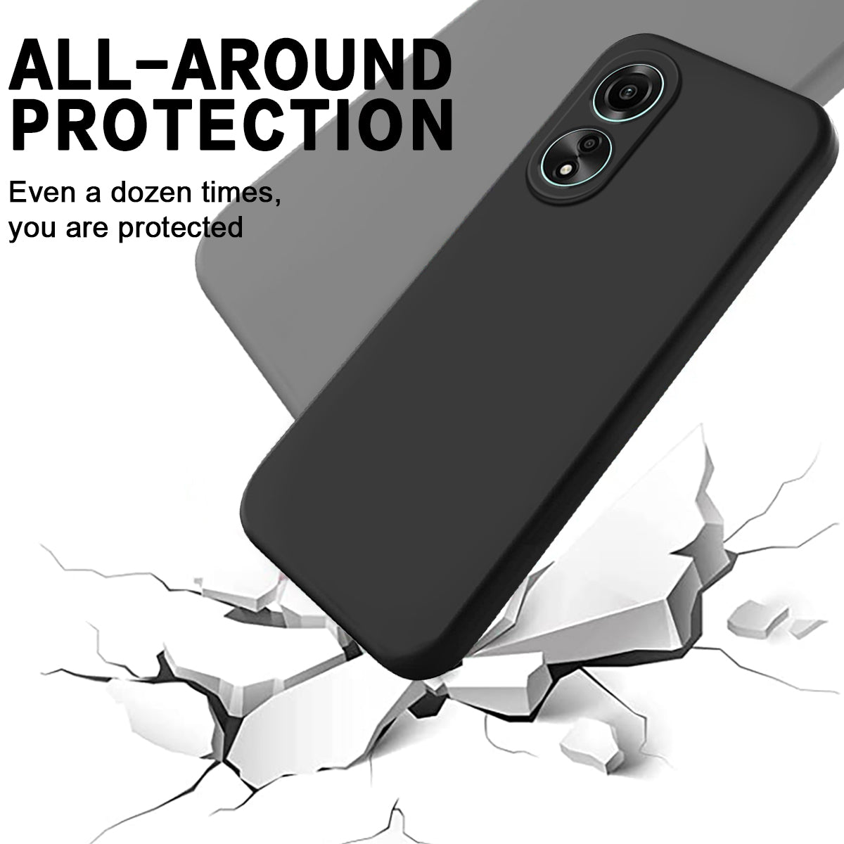 Flexible Phone Case for Oppo A58 4G , Liquid Silicone+Soft Lining Smartphone Cover
