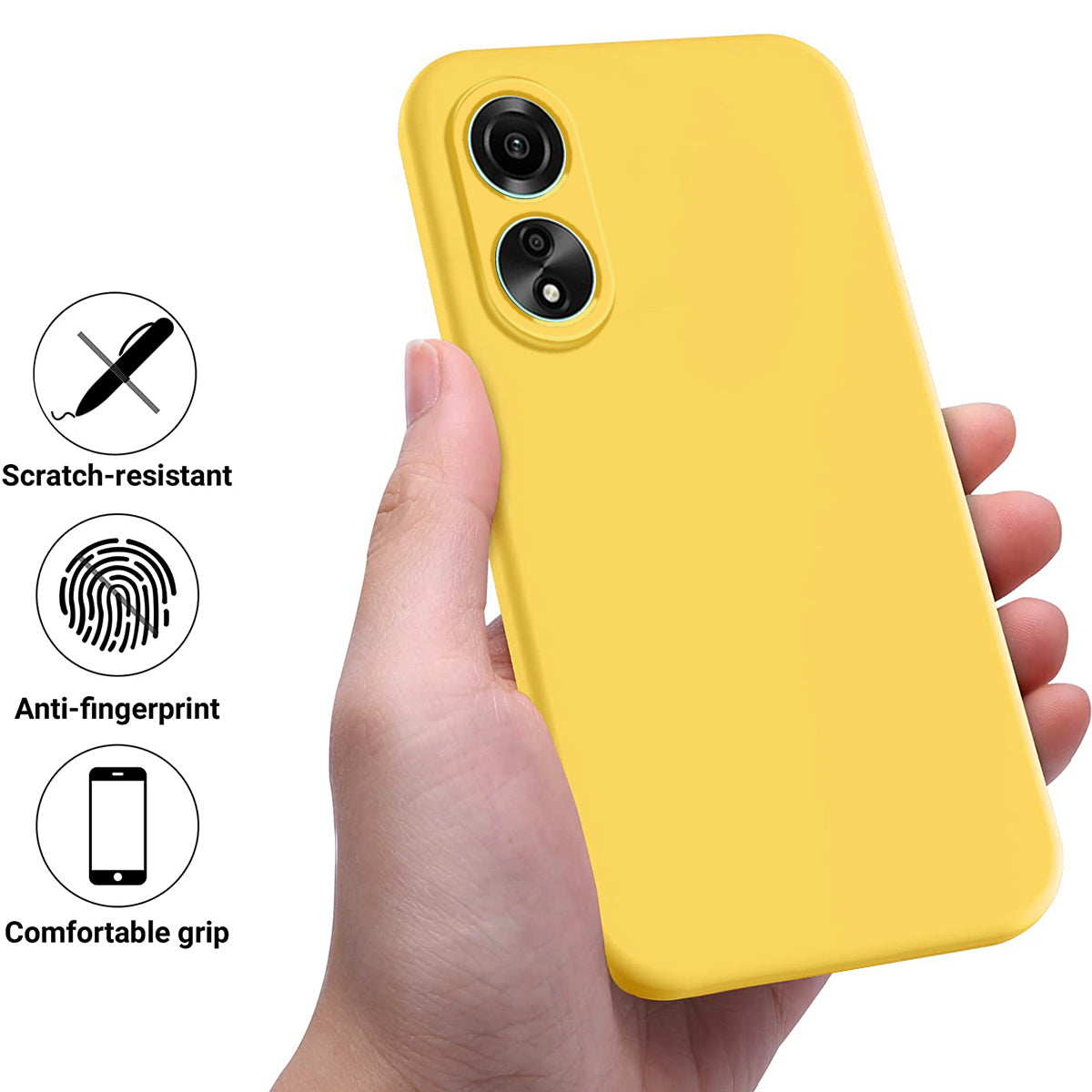 Flexible Phone Case for Oppo A58 4G , Liquid Silicone+Soft Lining Smartphone Cover