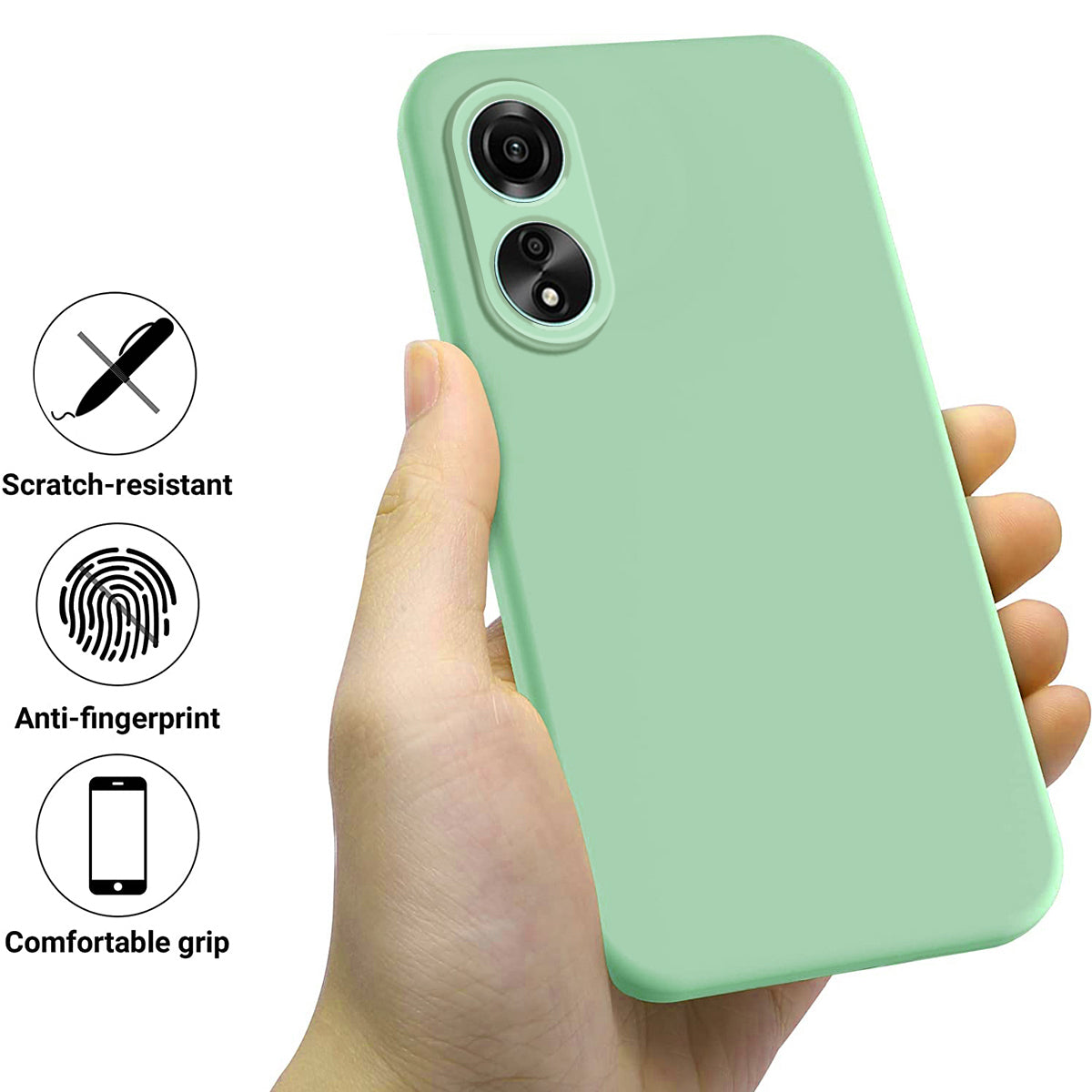 Flexible Phone Case for Oppo A58 4G , Liquid Silicone+Soft Lining Smartphone Cover